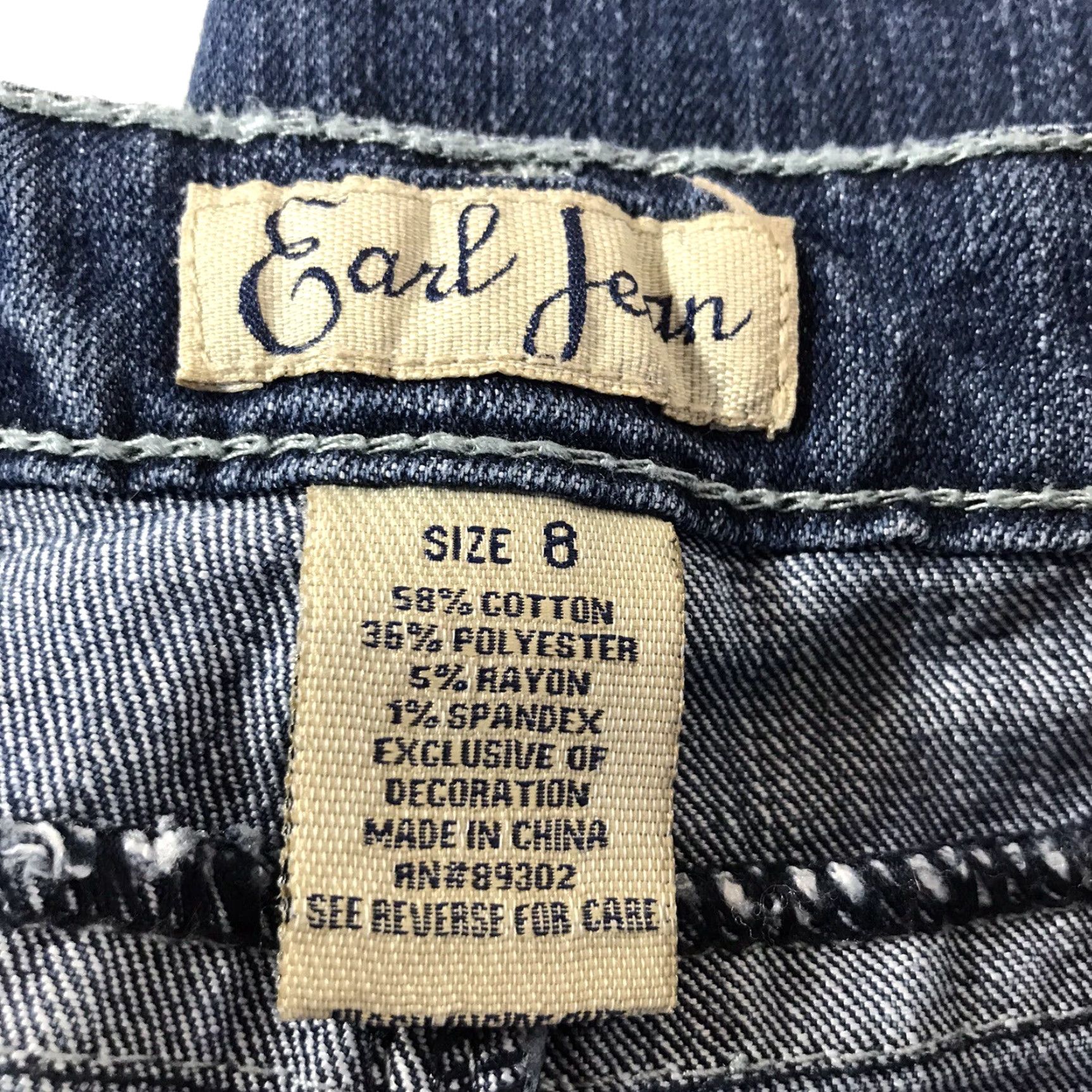 Vintage Earl Jean Jeans Women 8 Cropped Denim Blue Stretch Pockets Embroidered Rhinestone Zipper Womens Size 30" / US 8 / IT 44 - 5 Thumbnail