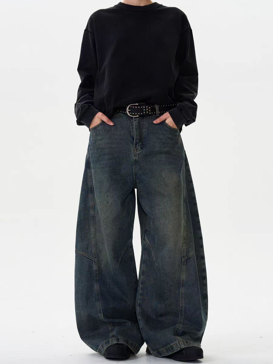 Japanese Brand × Jean Vintage deconstructed washed scimitar baggy wide leg jeans Size US 30 / EU 46 - 4 Thumbnail