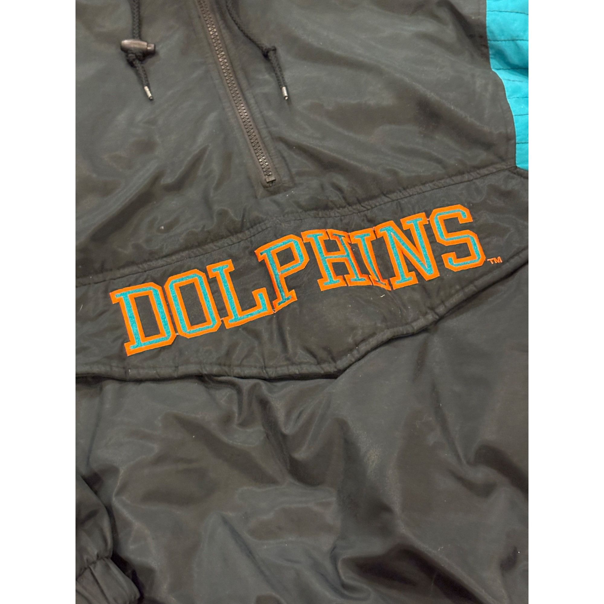 Starter Vintage 1990's Starter Miami Dolphins NFL Puffer Hooded Jack Size US L / EU 52-54 / 3 - 5 Thumbnail