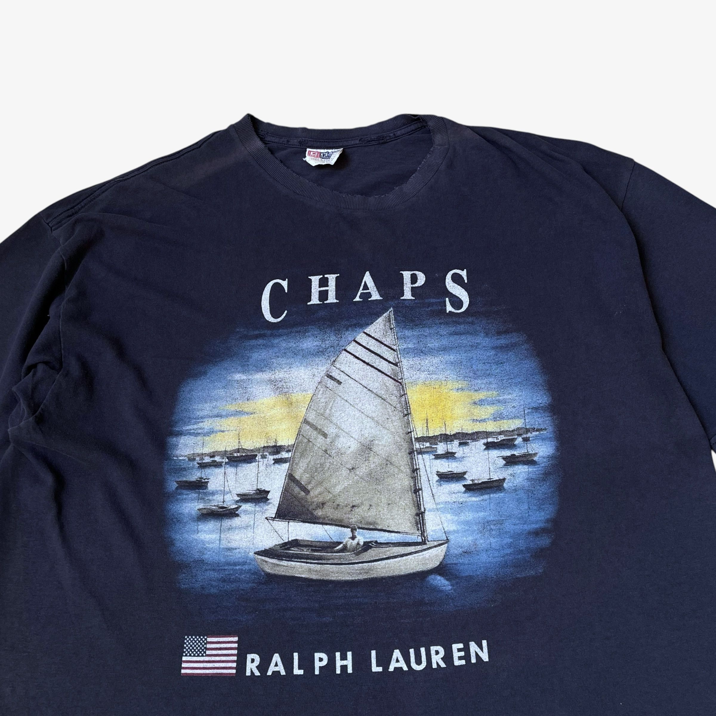 Ralph Lauren Vintage 90s Men's Ralph Lauren Chaps Sailing Boat T-Shirt Size US XL / EU 56 / 4 - 2 Thumbnail