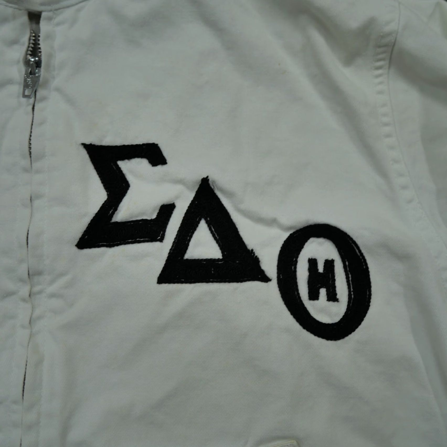 Delta VINTAGE Sigma Delta Theta Jacket Womens M White Canvas Zip Size M / US 6-8 / IT 42-44 - 2 Thumbnail