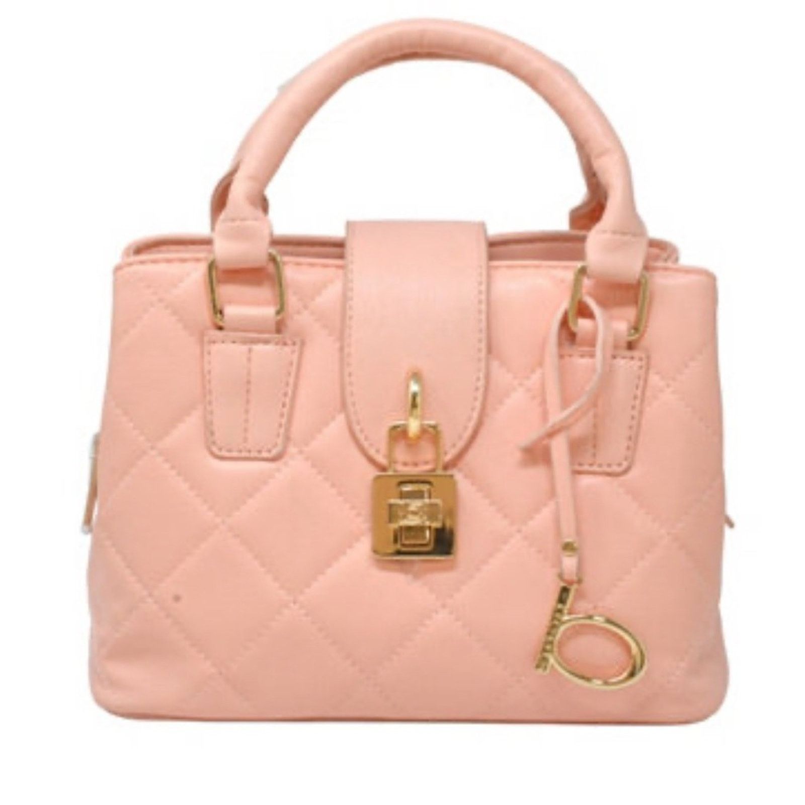 Bebe Bebe Quilted Satchel Top Handle Bag Gold Accents Pink Purse Size ONE SIZE - 1 Thumbnail