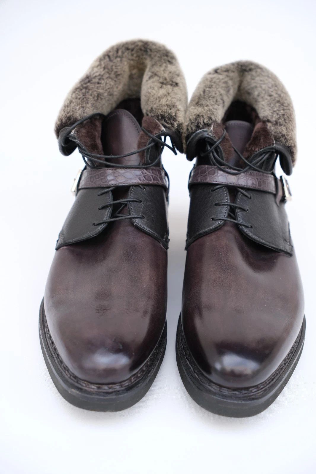 Santoni NEW Santoni Black Leather Derby Boots EU 42.5 UK 8.5 US 9.5 Size US 9.5 / EU 42-43 - 2 Thumbnail