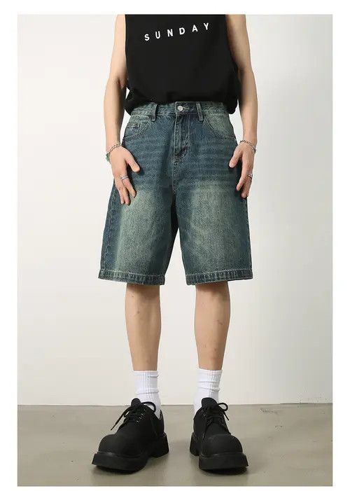 Japanese Brand × Jean Men's loose versatile casual distressed denim shorts Size US 32 / EU 48 - 1 Thumbnail