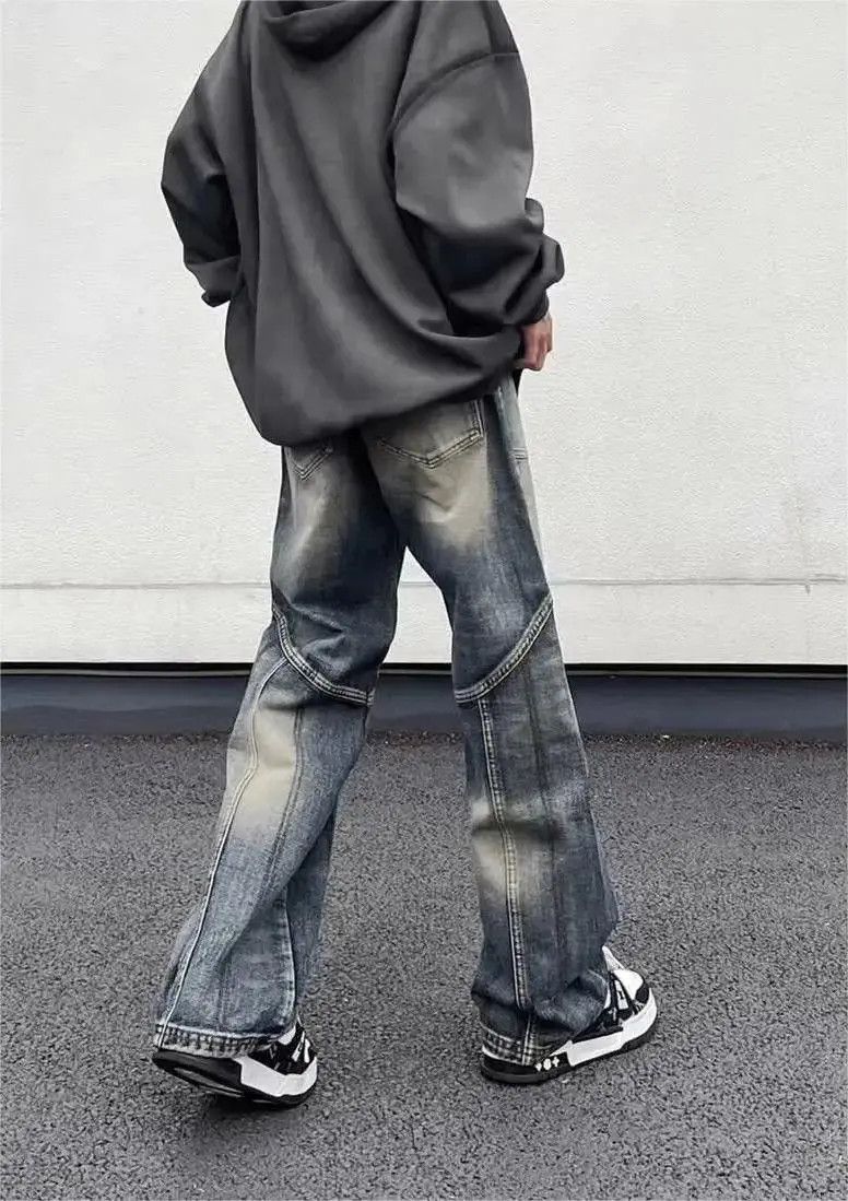 Japanese Brand Retro loose fitting wide leg patchwork jeans Size US 32 / EU 48 - 4 Thumbnail