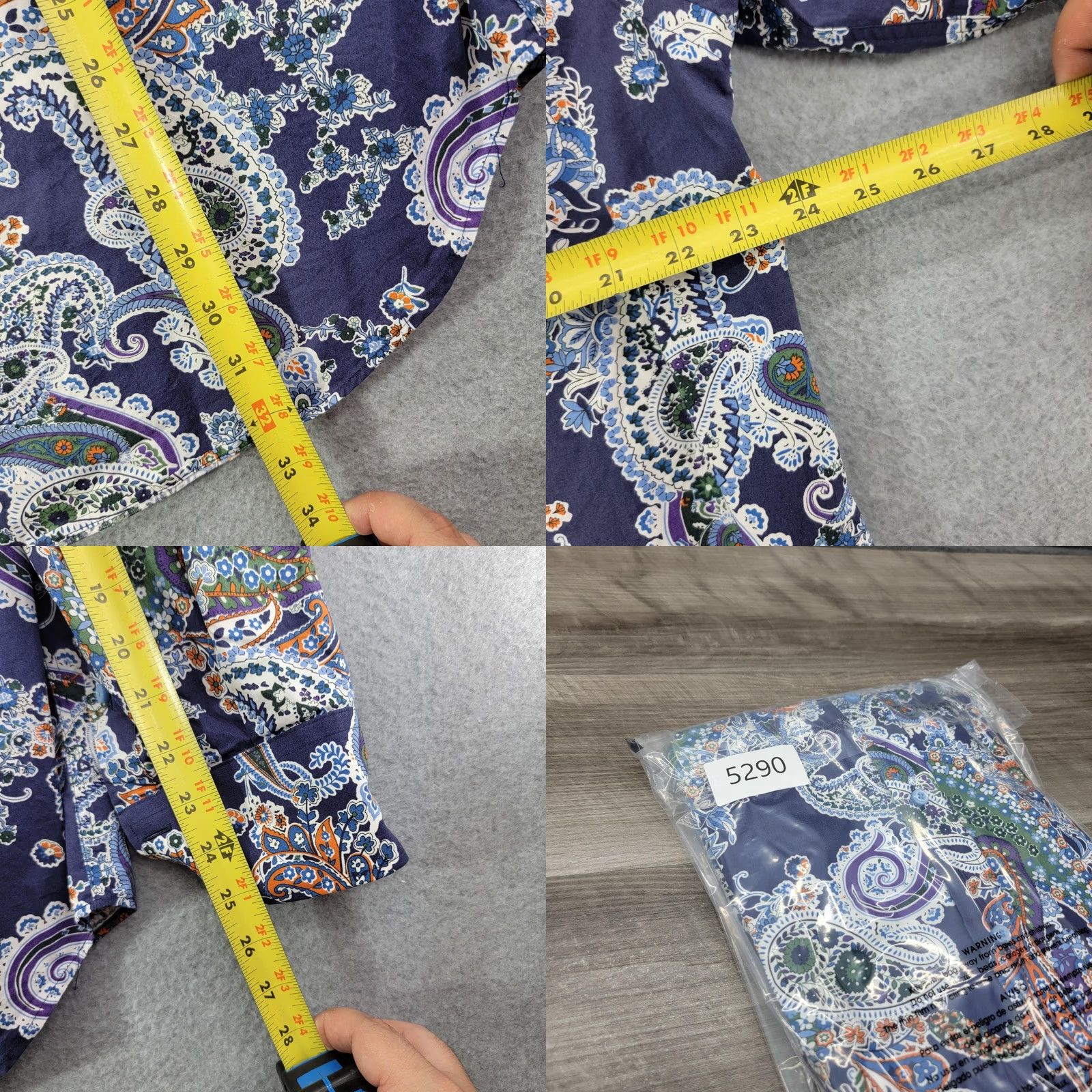 Vintage Thomas Dean Shirt Mens XL Blue Paisley Long Sleeve Contrast Cuff Button Front Size US XL / EU 56 / 4 - 8 Thumbnail