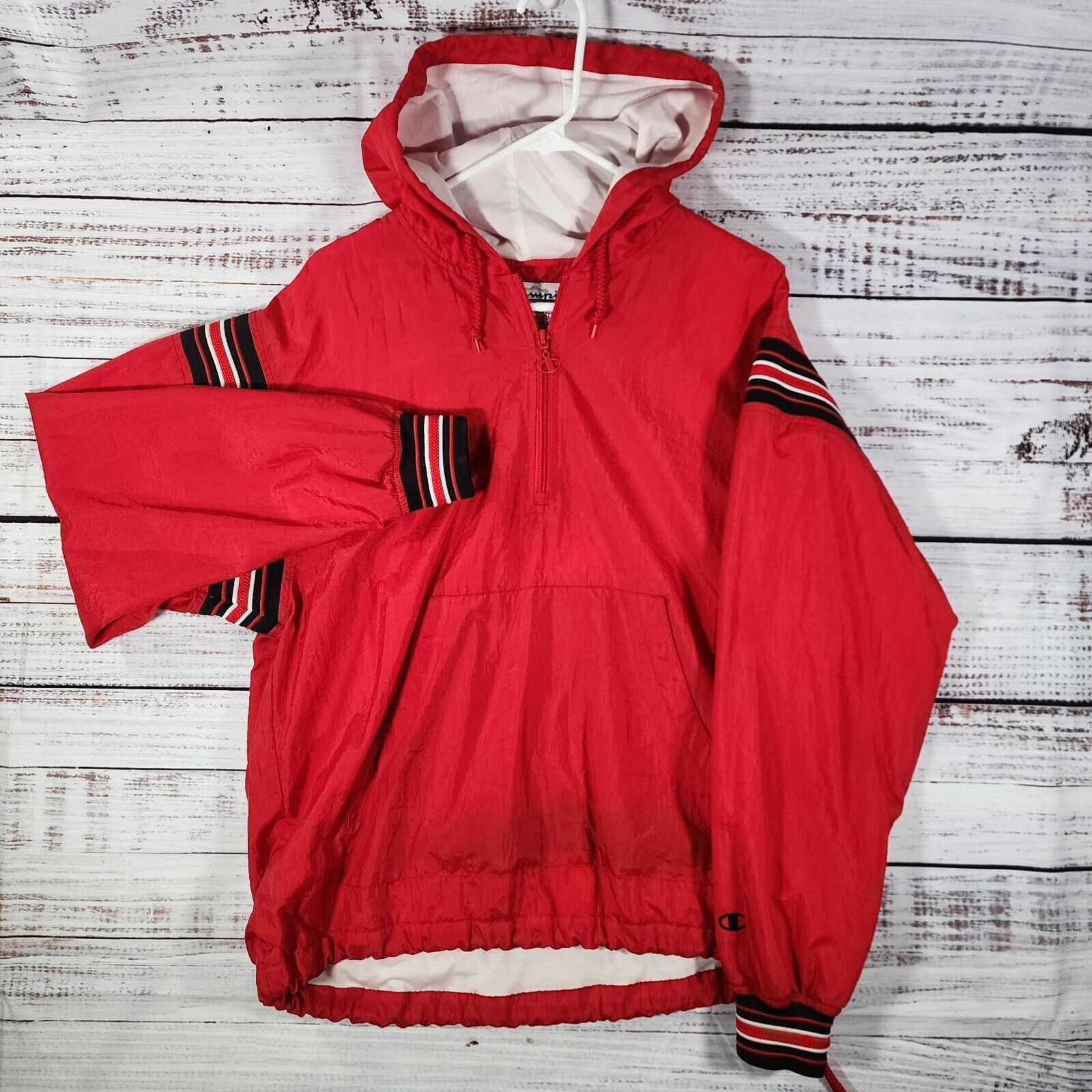 Champion VTG Champion Windbreaker Mens S Pullover Red With Black Size US S / EU 44-46 / 1 - 1 Thumbnail