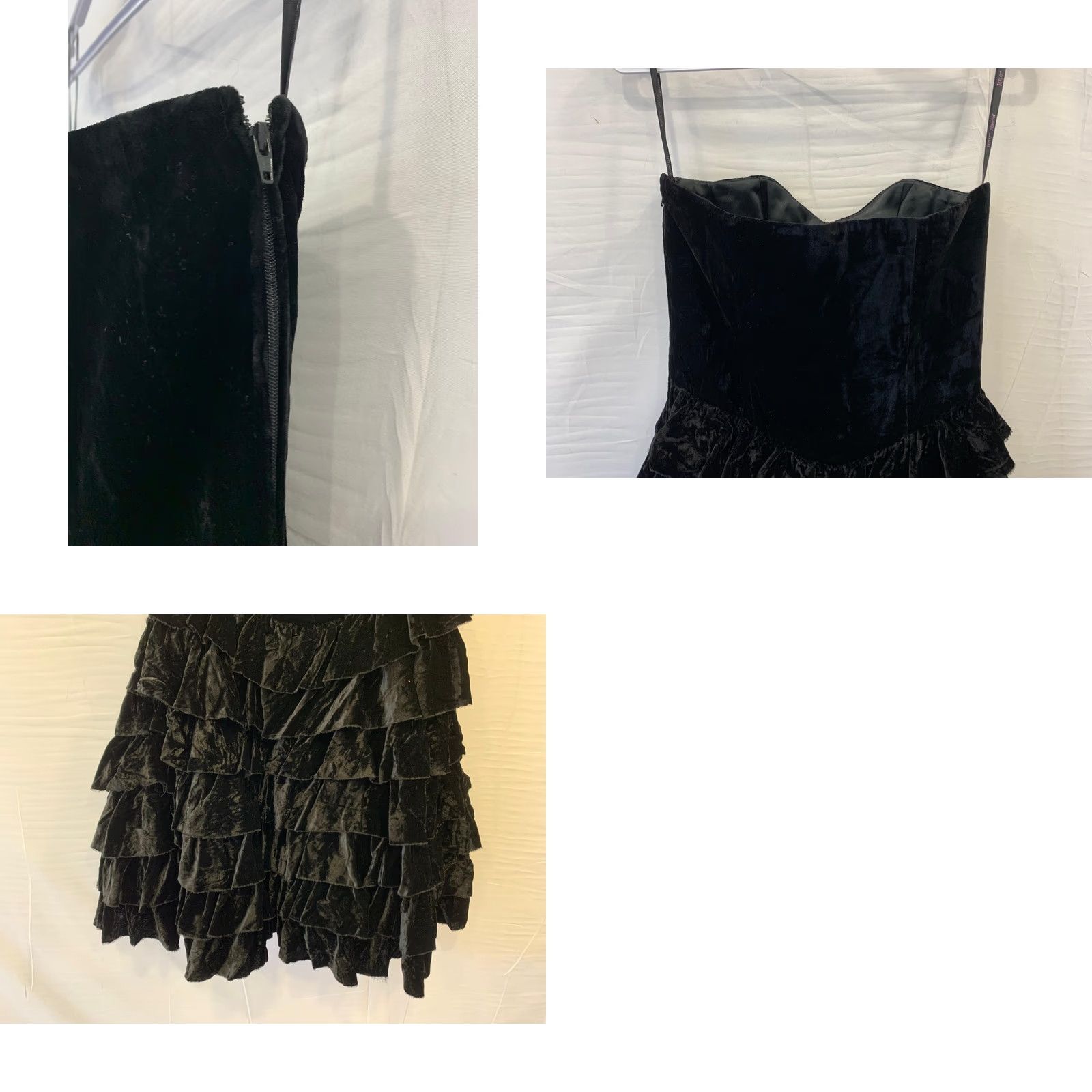 Betsey Johnson VINTAGE Betsey Johnson Evening Black Velvet Strapless Ruffle Dress Sweetheart 6 Womens Party/Cocktail Mini Velvet Black Size M / US 6-8 / IT 42-44 - 8 Thumbnail