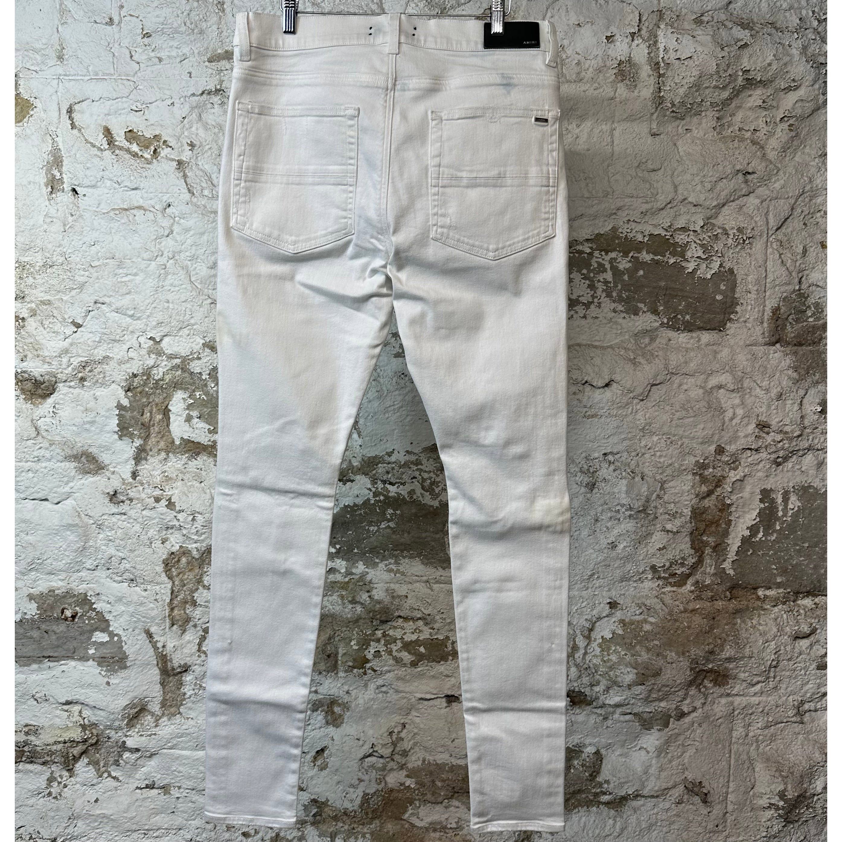 Amiri Amiri MX1 White Leather White Denim Jeans Sz 36 Size US 36 / EU 52 - 2 Thumbnail