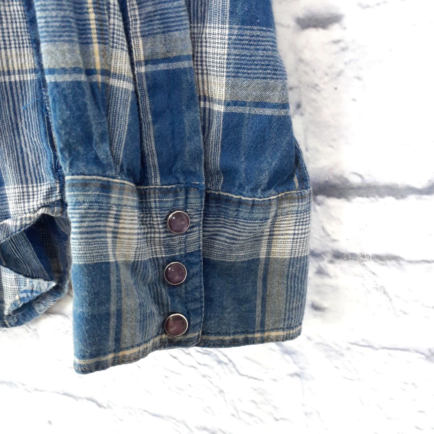 Vintage VINTAGE Ely 1878 Western Cowboy Long Sleeve Pearl Snap Plaid Shirt Mens Small Blue Size US S / EU 44-46 / 1 - 5 Thumbnail