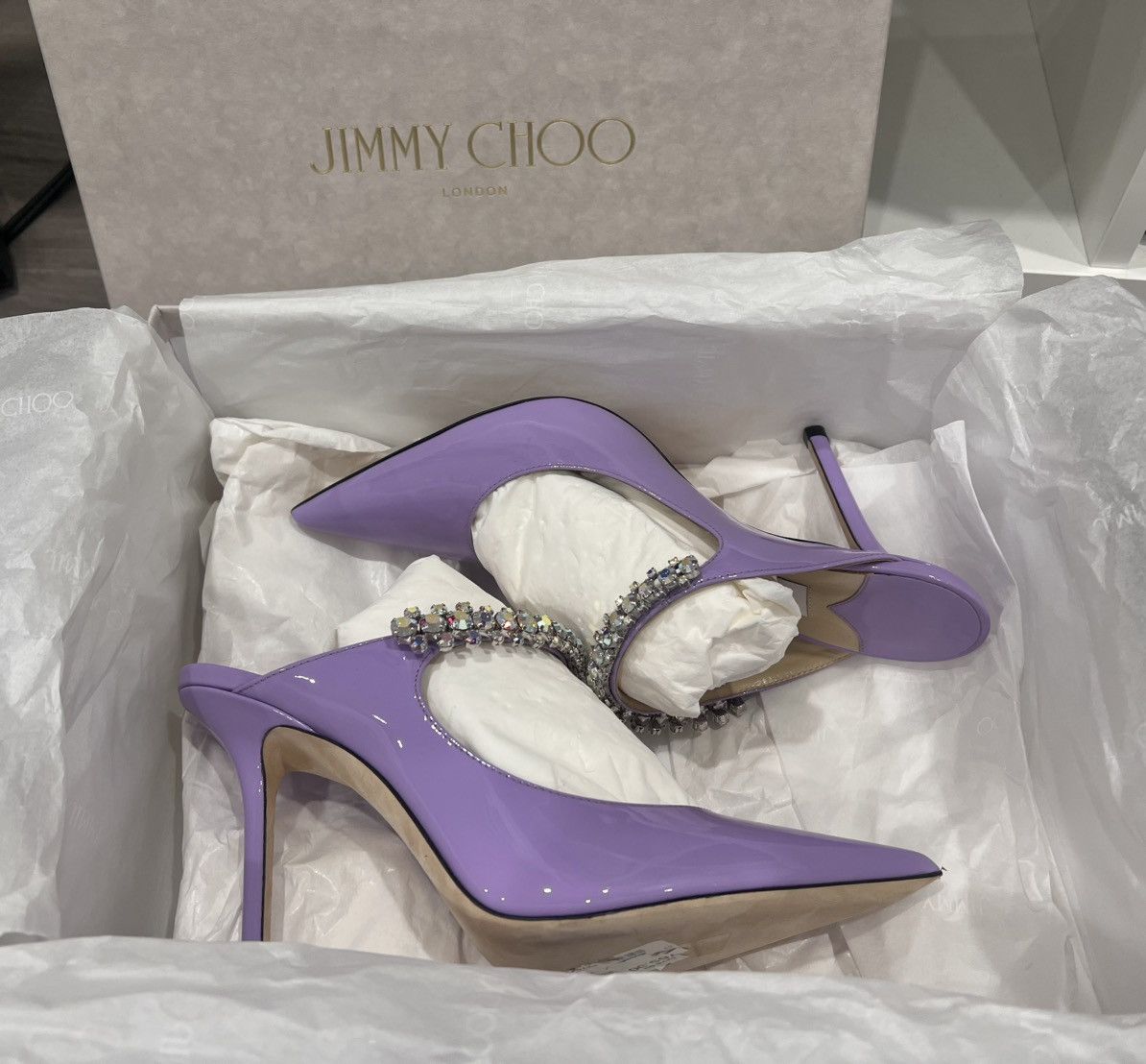 Jimmy Choo Jimmy Choo Bing 100mm crystal-embellished mules Size US 7.5 / IT 37.5 - 3 Thumbnail