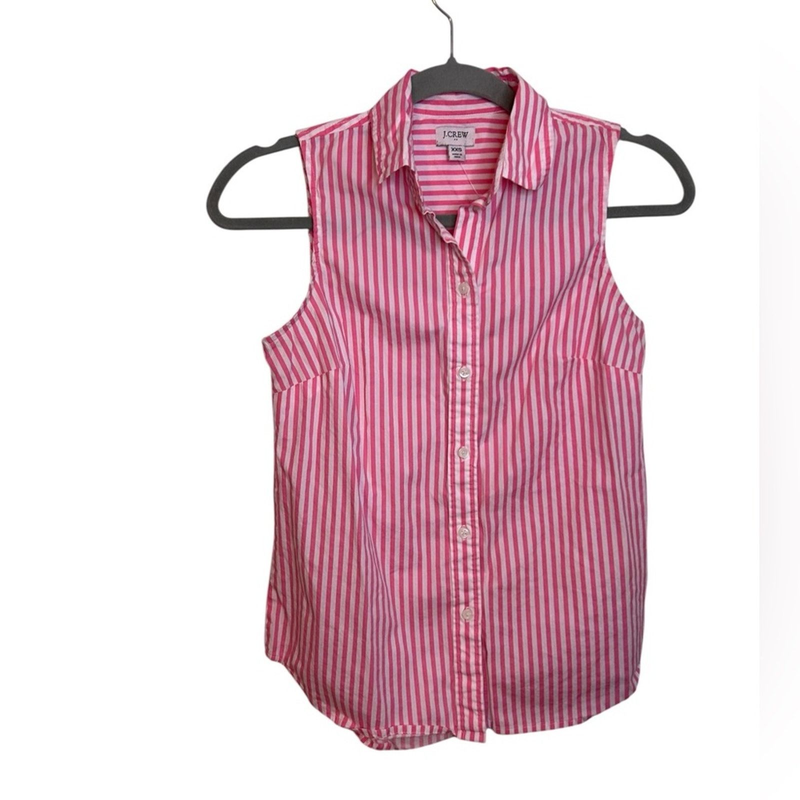 J.Crew J.Crew Hot Pink Striped Sleeveless Button Front Top Size XXS / US 00 / IT 34 - 1 Thumbnail