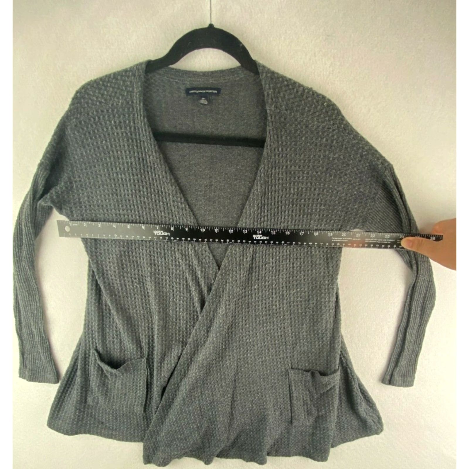 American Eagle Outfitters VINTAGE American Eagle Outfitters Cardigan Womens Small S Gray Waffle Knit Long Sleeve Open Front Pullover Sweater Casual Pockets Size S / US 4 / IT 40 - 4 Thumbnail