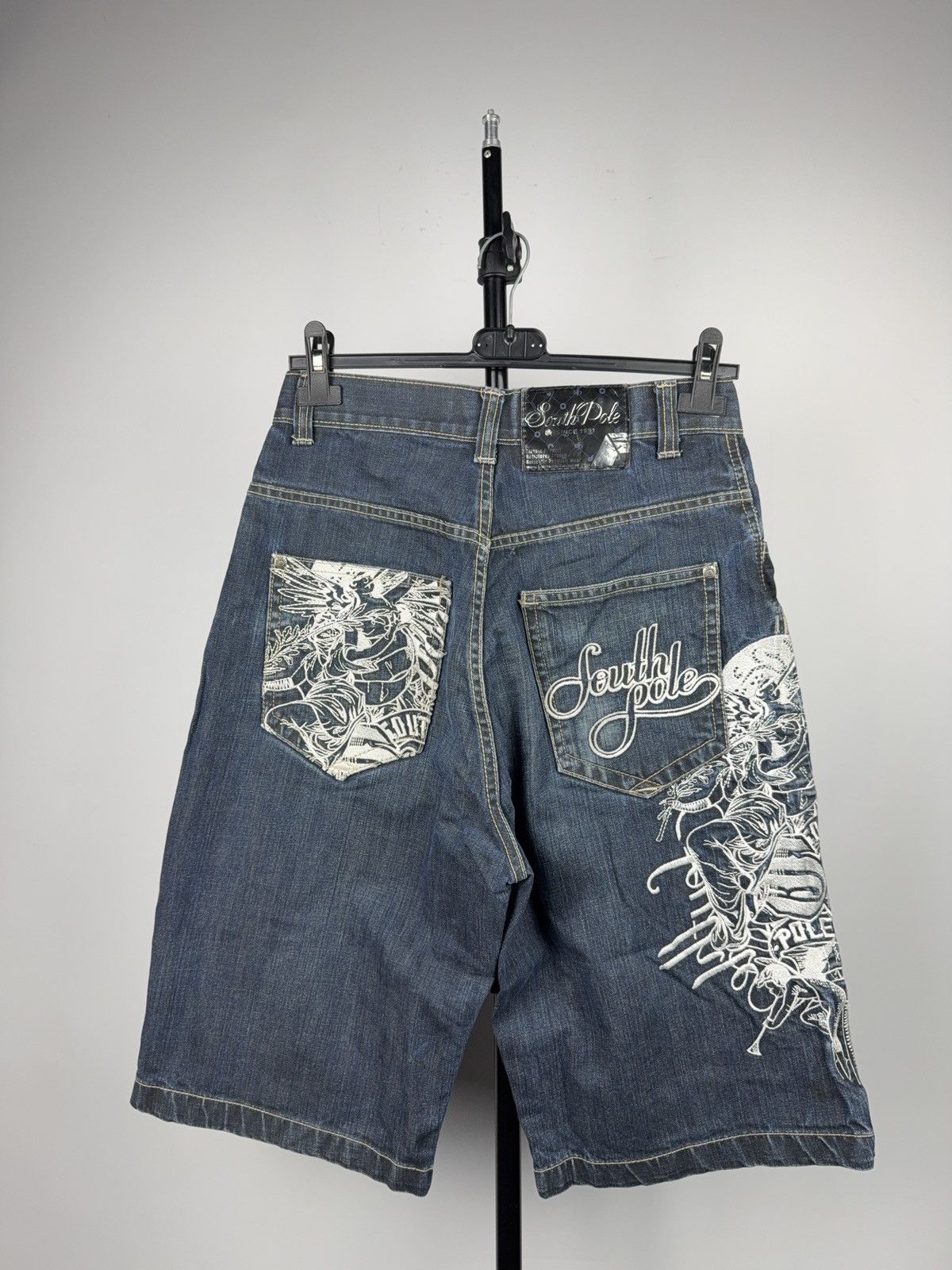 Southpole Crazy 00s South Pole Y2K Embroidered Denim Shorts Size 28 Size 28" / US 6 / IT 42 - 6 Thumbnail