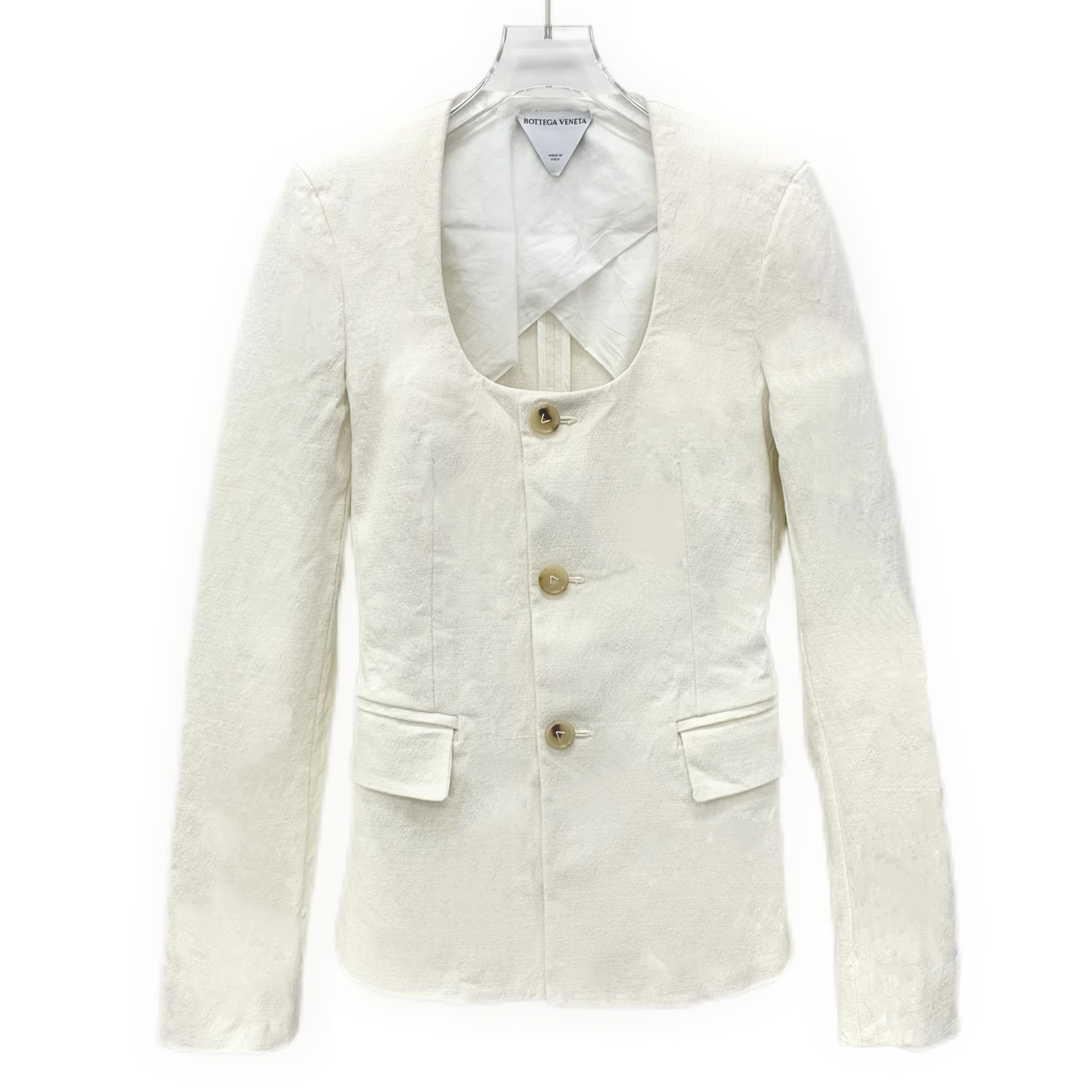 Bottega Veneta Bottega Veneta Womens Ivory Textured Single-Breasted Blazer Size XS / US 0-2 / IT 36-38 - 1 Thumbnail