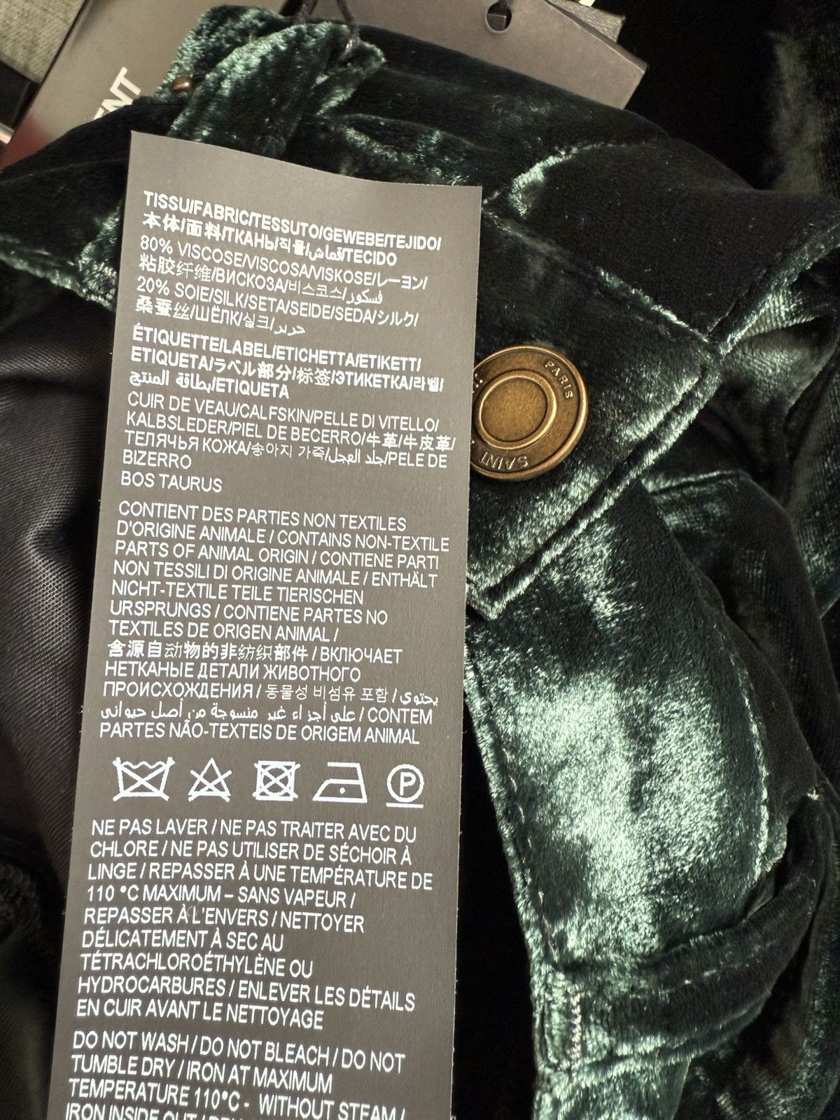 Saint Laurent Paris FW22' Saint Laurent Wide Leg Velvet Pants Green Size US 33 - 12 Thumbnail