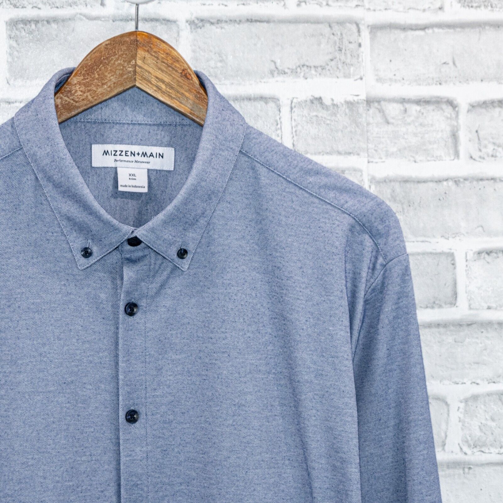 Mizzen+Main MIZZEN + MAIN Trim fit Button Down Shirt Blue poly cotton Size US XXL / EU 58 / 5 - 5 Thumbnail