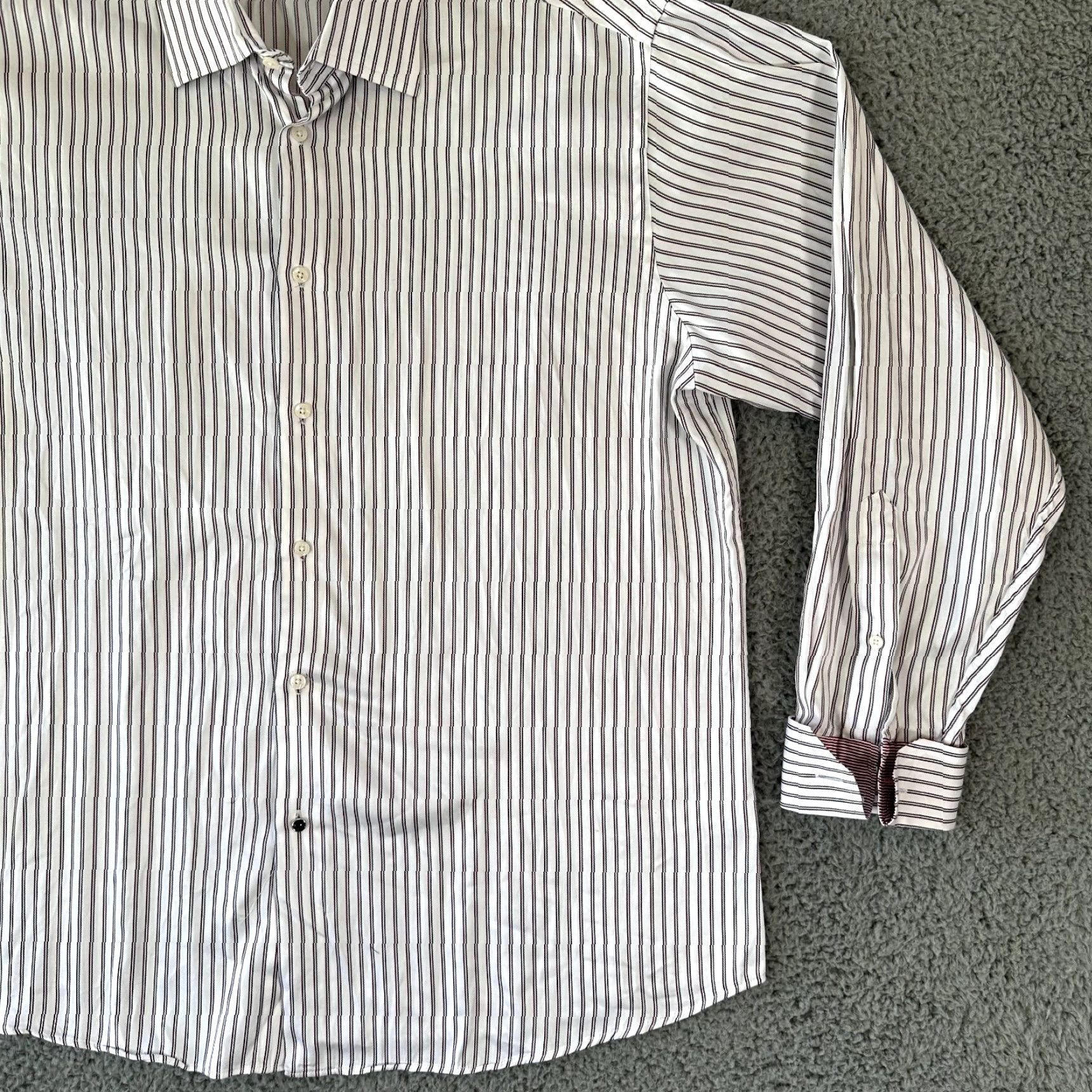 Ben Sherman Ben Sherman Dress Shirt Men XL Multicolor Striped Button Up Long Sleeve Cuffed Size 46R - 3 Thumbnail