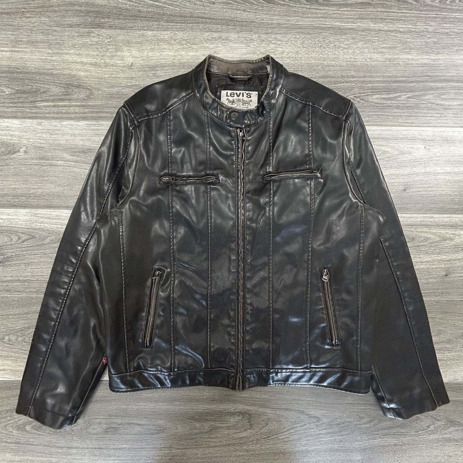 Levi's Levis Leather Jacket Motorcycle Biker Bomber Faux EUC Y2K Size US L / EU 52-54 / 3 - 1 Thumbnail