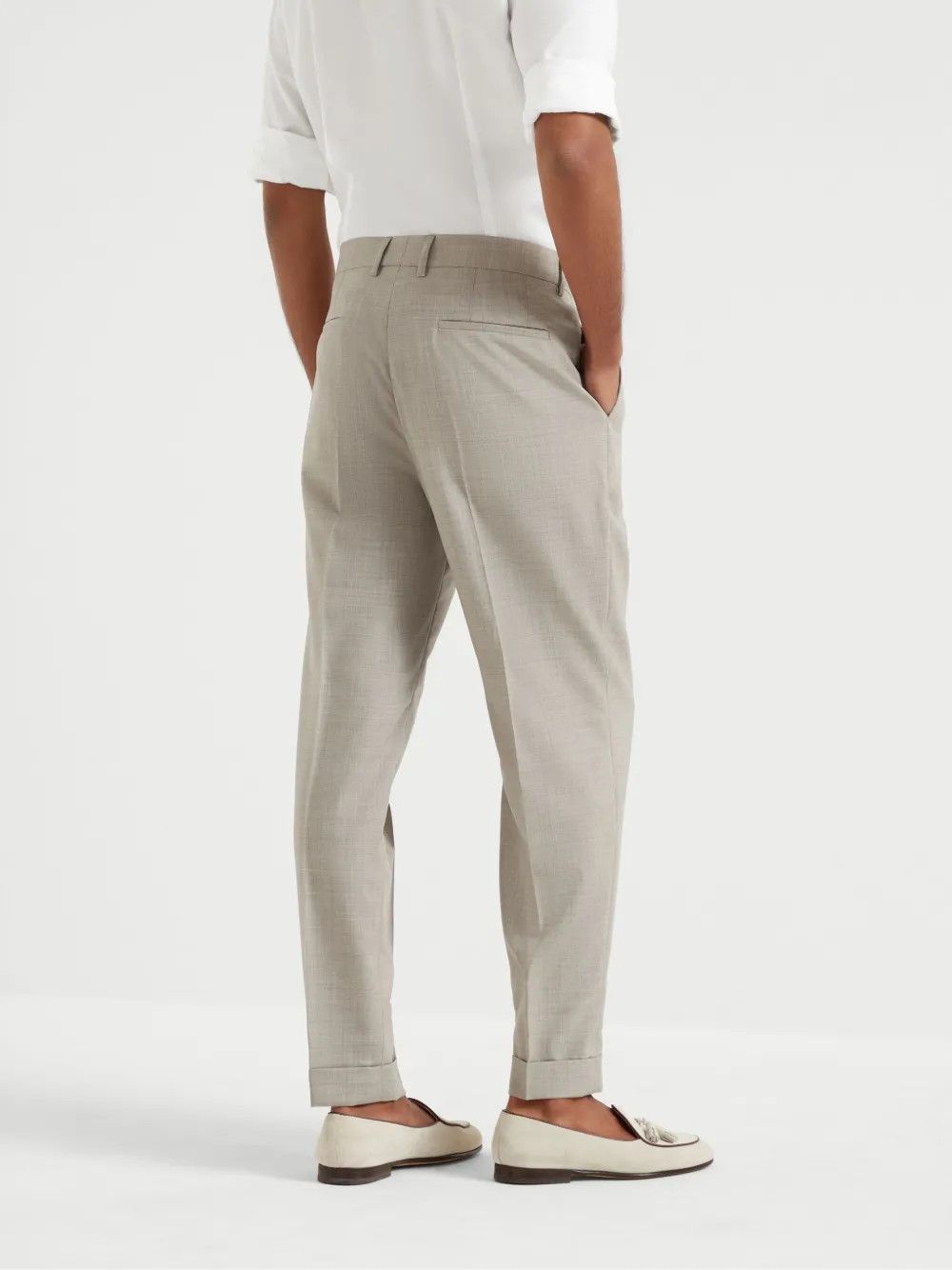 Brunello Cucinelli o1la1rc1a0326 Pleat-Detail Tailored Pants in Beige Size US 34 / EU 50 - 3 Thumbnail