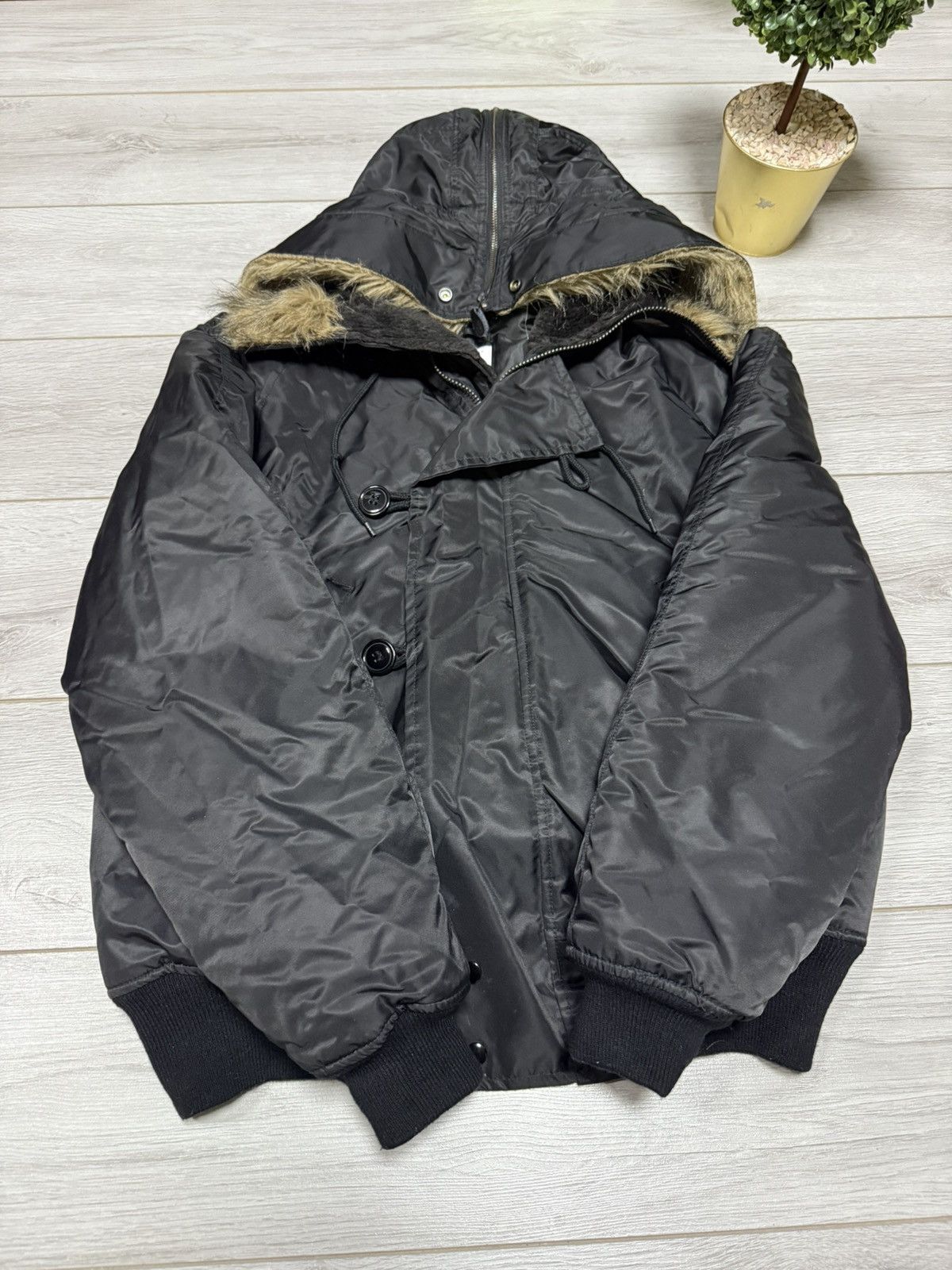 MIL-TEC Miltec N-2B attached hood bomber jacket zip fur MA-1 Size US XXL / EU 58 / 5 - 6 Thumbnail