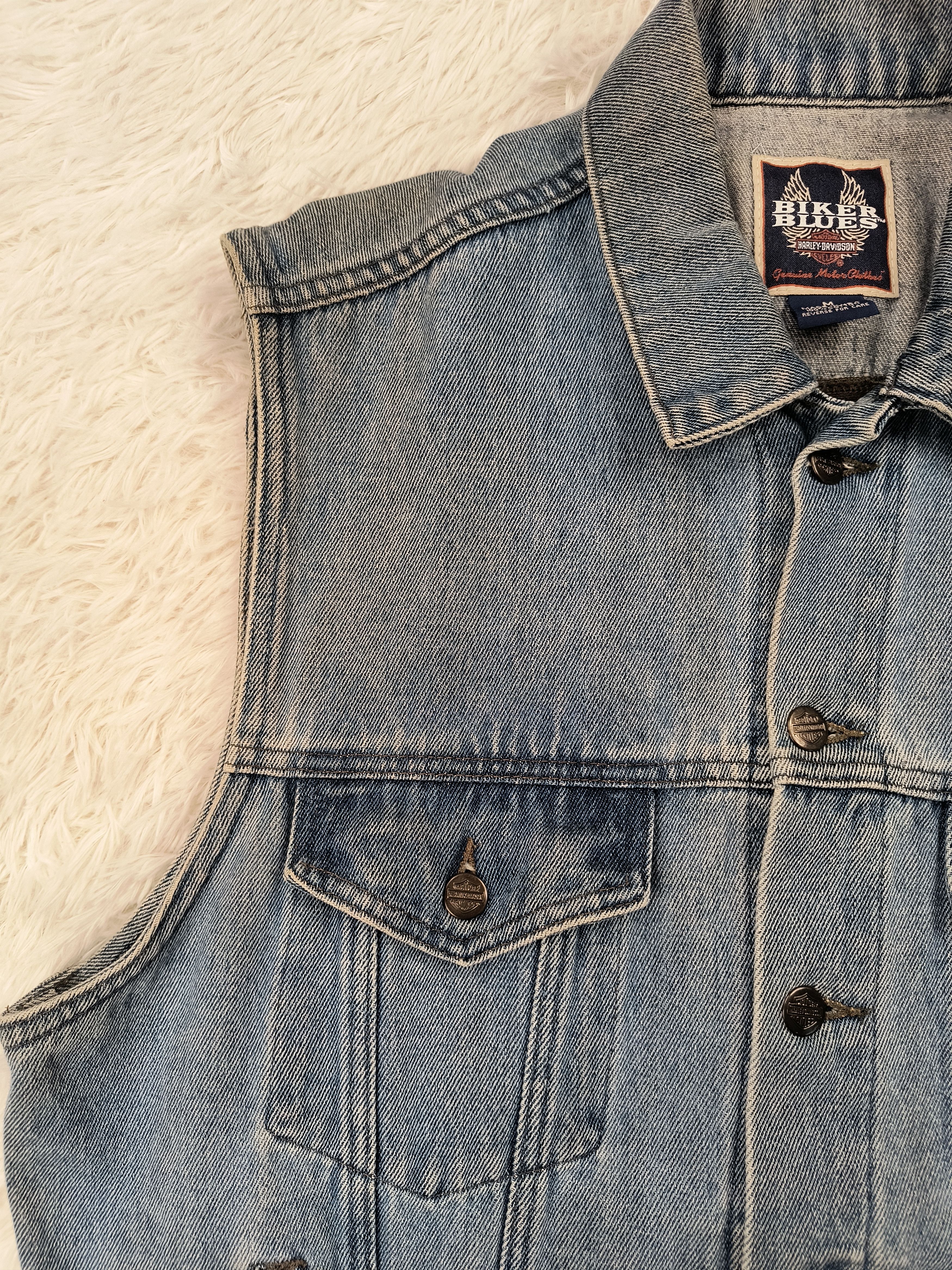 Harley Davidson Vintage Biker Blues Harley Davidson leather denim vest Size US M / EU 48-50 / 2 - 7 Thumbnail