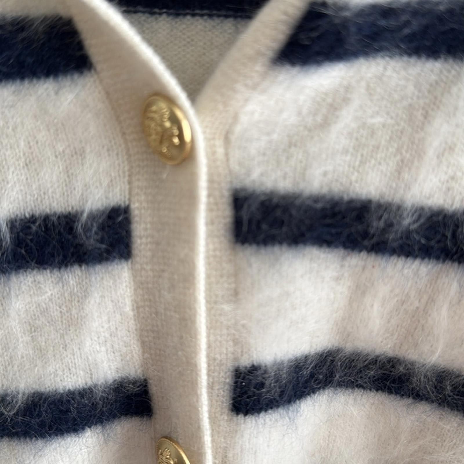 J.Crew J Crew Brushed cashmere fitted cardigan sweater in stripe Size XS / US 0-2 / IT 36-38 - 6 Thumbnail