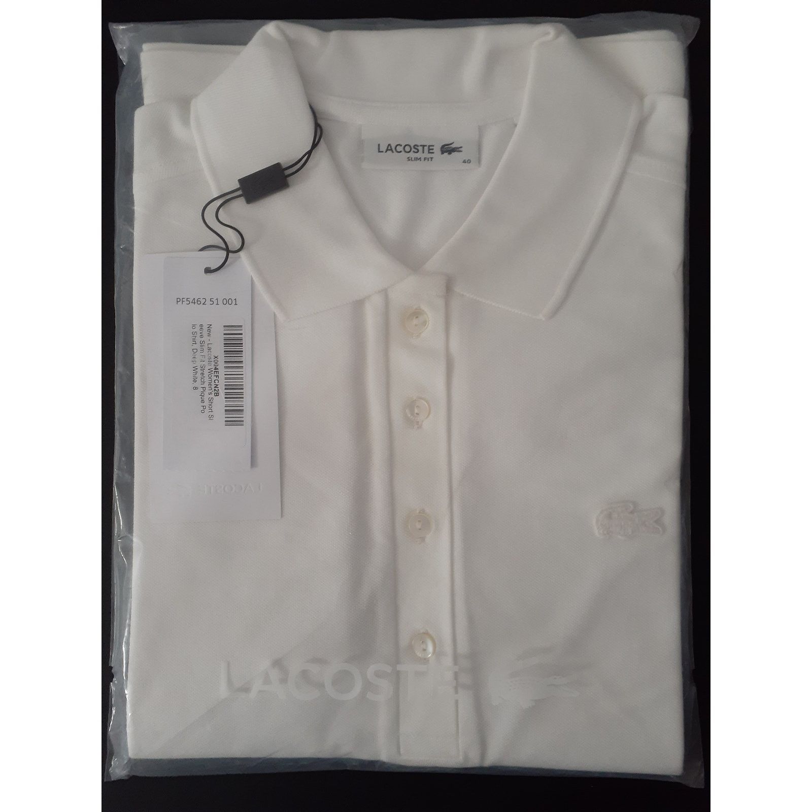 Lacoste Lacoste Women's Slim Fit Stretch Mini Pique Polo White 8 Size M / US 6-8 / IT 42-44 - 2 Thumbnail