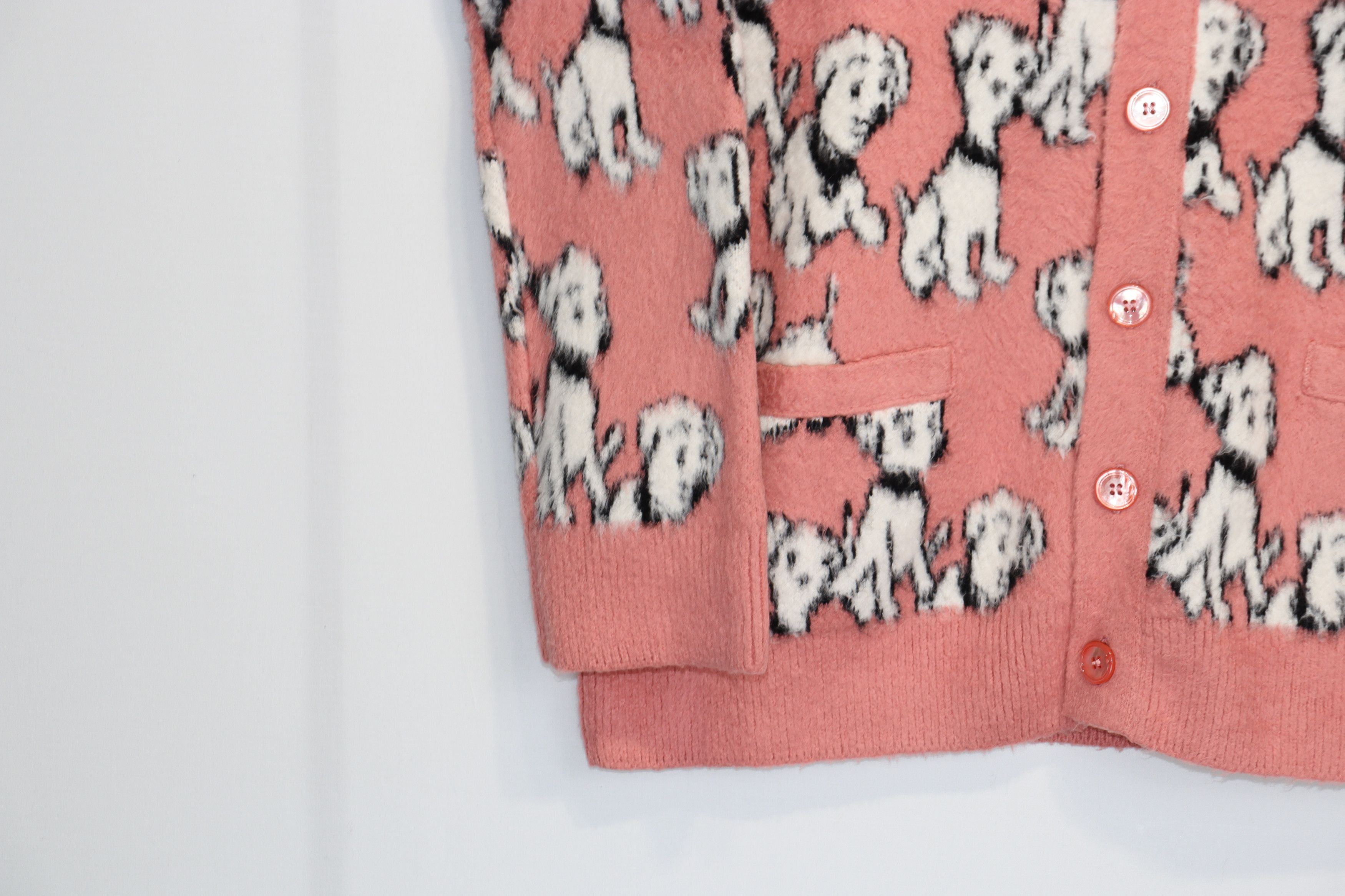 Celine o1rshd1 V Neck Puppy Cotton Blend Cardigan in Pink/Black Size US M / EU 48-50 / 2 - 7 Thumbnail