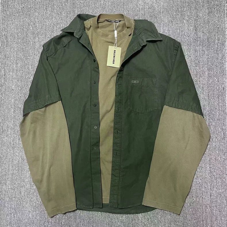 Balenciaga Balenciaga Fake two-piece stitching coat shirt black, gree Size US M / EU 48-50 / 2 - 1 Thumbnail