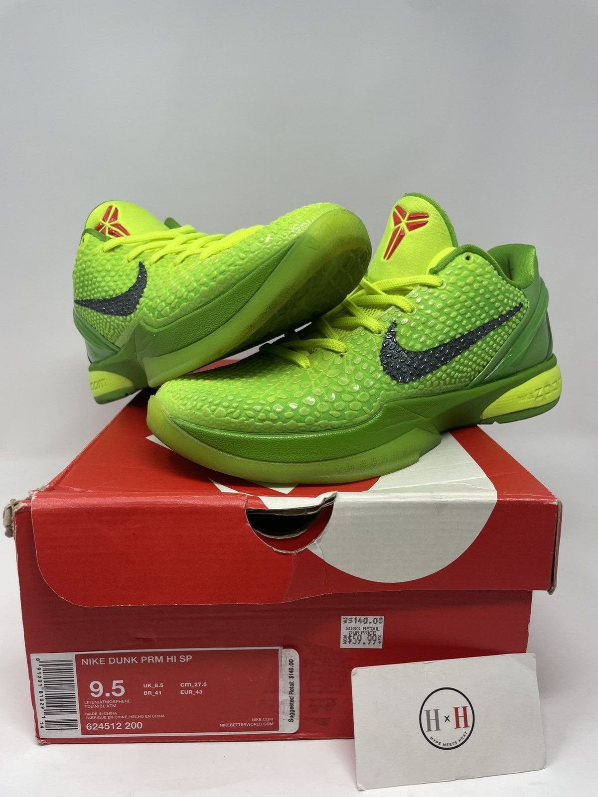 image of Nike Zoom Kobe 6 Protro Grinch 2020 Shoes in Green, Men's (Size 8)
