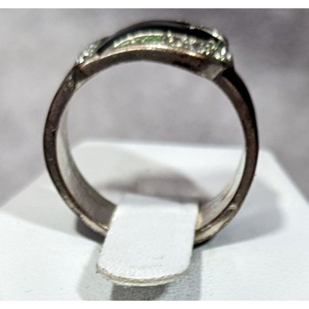 Other Gothic Buckle Ring Silver Tone With Black Enamel And Rhinest Size ONE SIZE - 8 Thumbnail