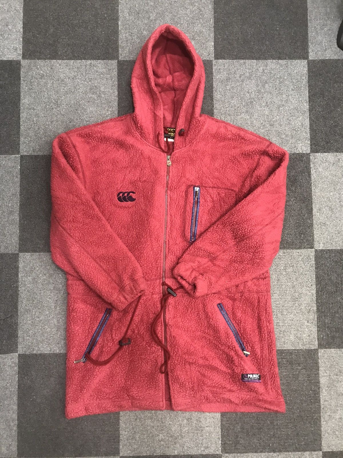 Image of Canterbury Of New Zealand x Vintage Canterbury Polartech Fleece Hoodie Jacket in Maroon (Size 2XL)