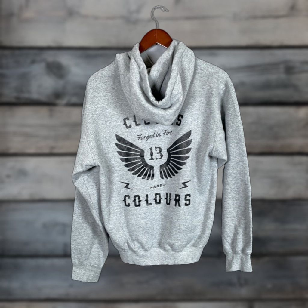 Vintage Clocks + Colours Hoodie Adult Medium Heather Gray Clocks + Colours Zero F's Given Graphic Print Pullover Crew Neck Drawstring Midweight Regular Men Size US M / EU 48-50 / 2 - 1 Thumbnail