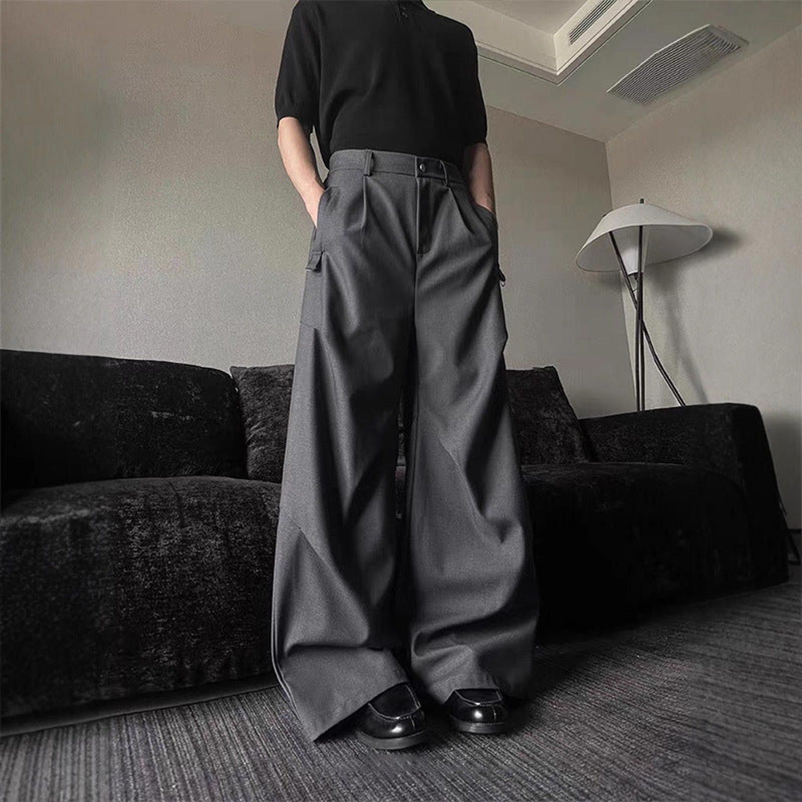 Japanese Brand Gray Wide Leg Casual Pants, Baggy Menswear Trousers Size US 32 / EU 48 - 2 Thumbnail