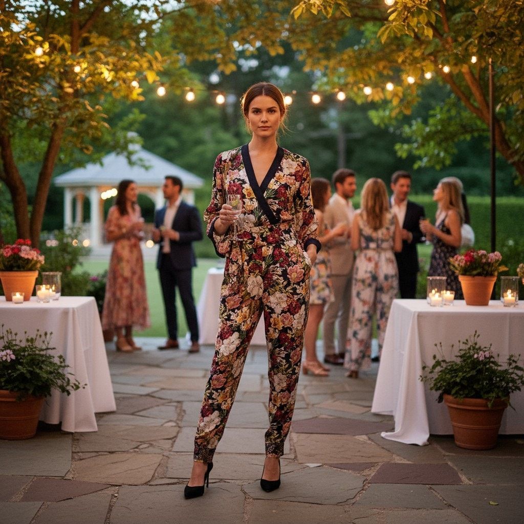 Alice + Olivia Alice + Oliva Walda Black Floral-Print Satin Jumpsuit, US0 Size 26" / US 2 / IT 38 - 2 Thumbnail