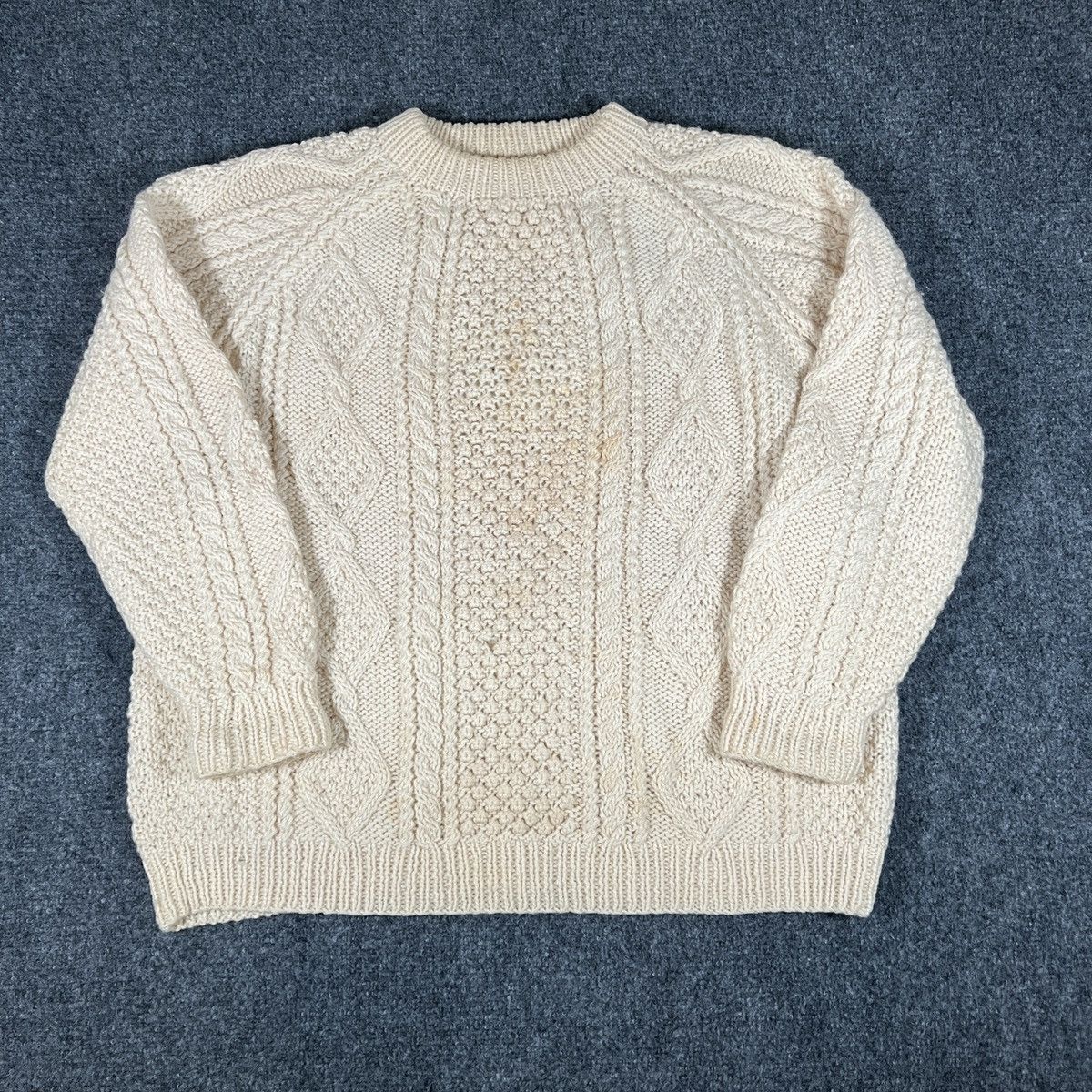 Aran Sweater Market VTG 70s Blarney Woolen Mills Aran Fisherman Sweater Size US L / EU 52-54 / 3 - 1 Thumbnail