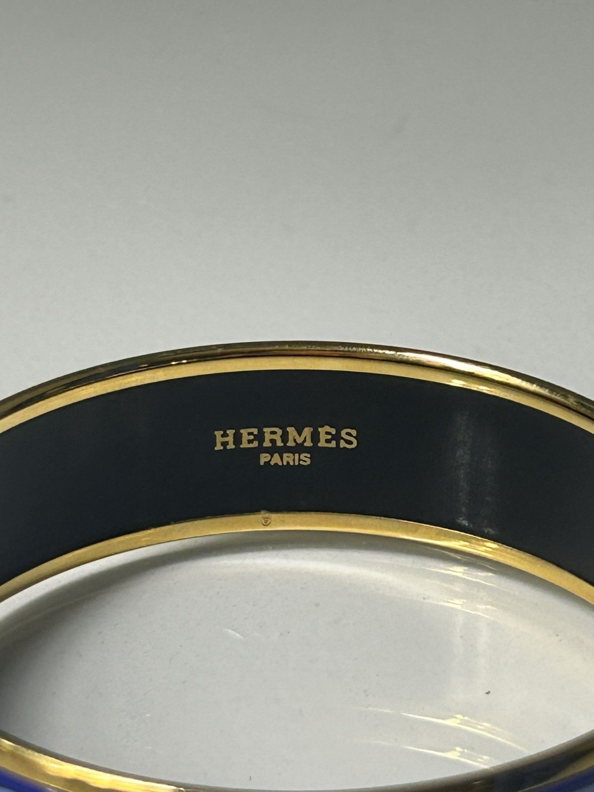 Hermes Hermes Emaille Blue Enamel Gold Plated Bangle Bracelet w Box Size ONE SIZE - 5 Thumbnail
