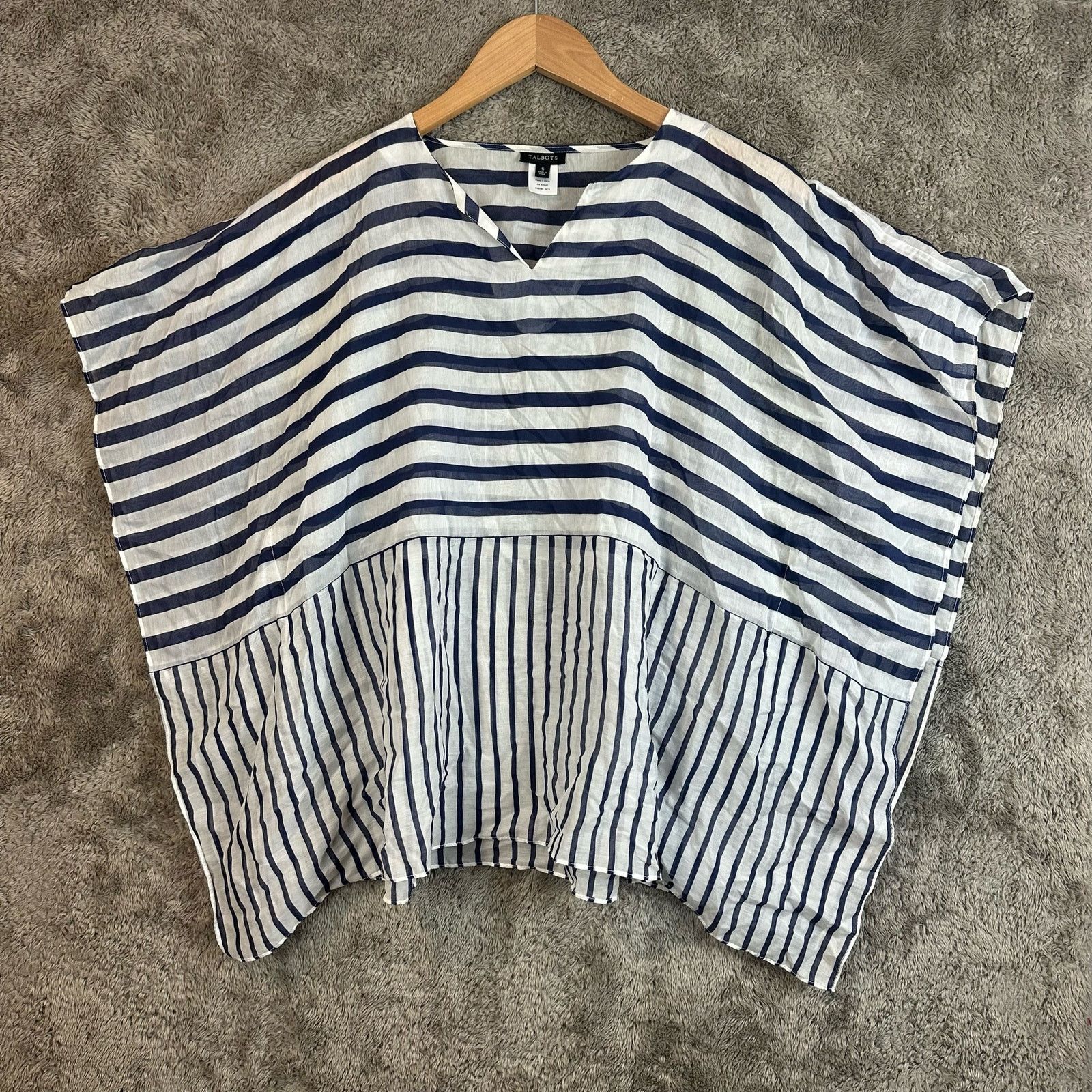 Other Talbots Silk Navy Blue White Kaftan Poncho Tunic Top S Size S / US 4 / IT 40 - 9 Thumbnail