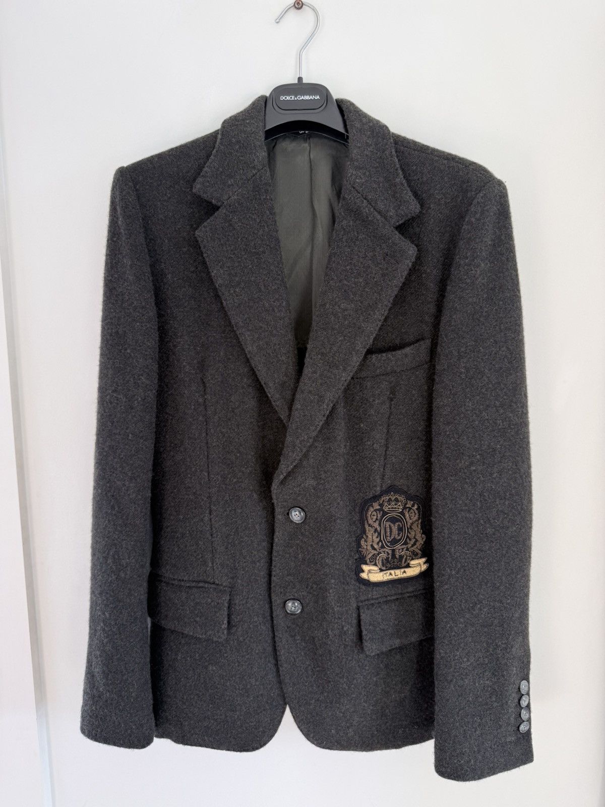 Dolce & Gabbana Dolce & Gabbana Wool Jacket blazer Green embroidered IT44 Size 44S - 1 Thumbnail