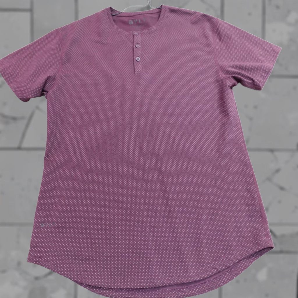Vintage Bylt Shirt Men Short Sleeve Henley Red Polka Dot M Drop Curved Hem Lux Shirt Size US M / EU 48-50 / 2 - 1 Thumbnail