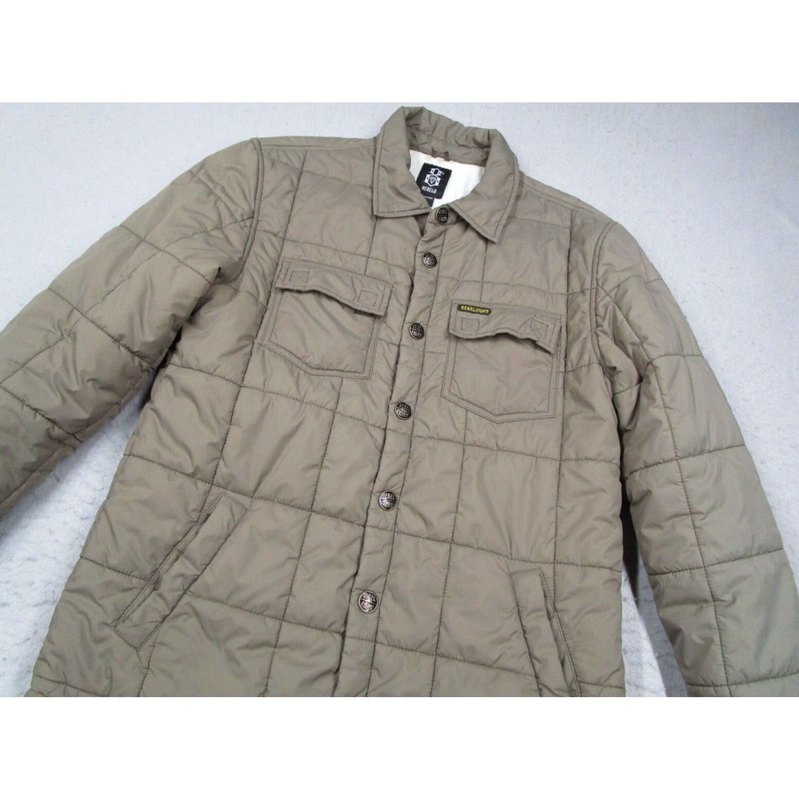Vintage REBEL8 Mens Brown Quilted Puffer Jacket Small Nylon Snap Front Streetwear Skate Size US S / EU 44-46 / 1 - 2 Thumbnail
