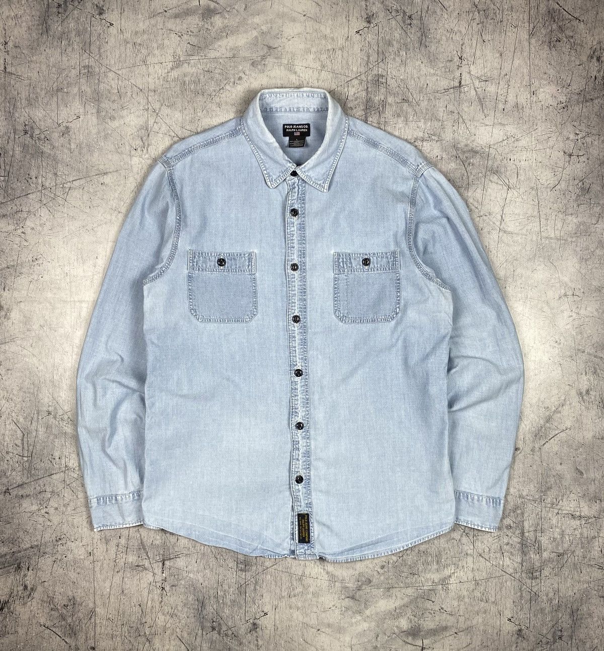 Polo Ralph Lauren Vintage Polo Jeans Co Ralph Lauren Distressed Denim Shirt Size US L / EU 52-54 / 3 - 2 Thumbnail