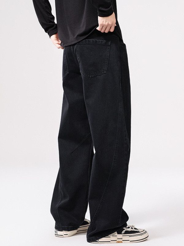 Japanese Brand Men's Black Washed Loose-fitting Retro Curved Jeans Size US 32 / EU 48 - 3 Thumbnail