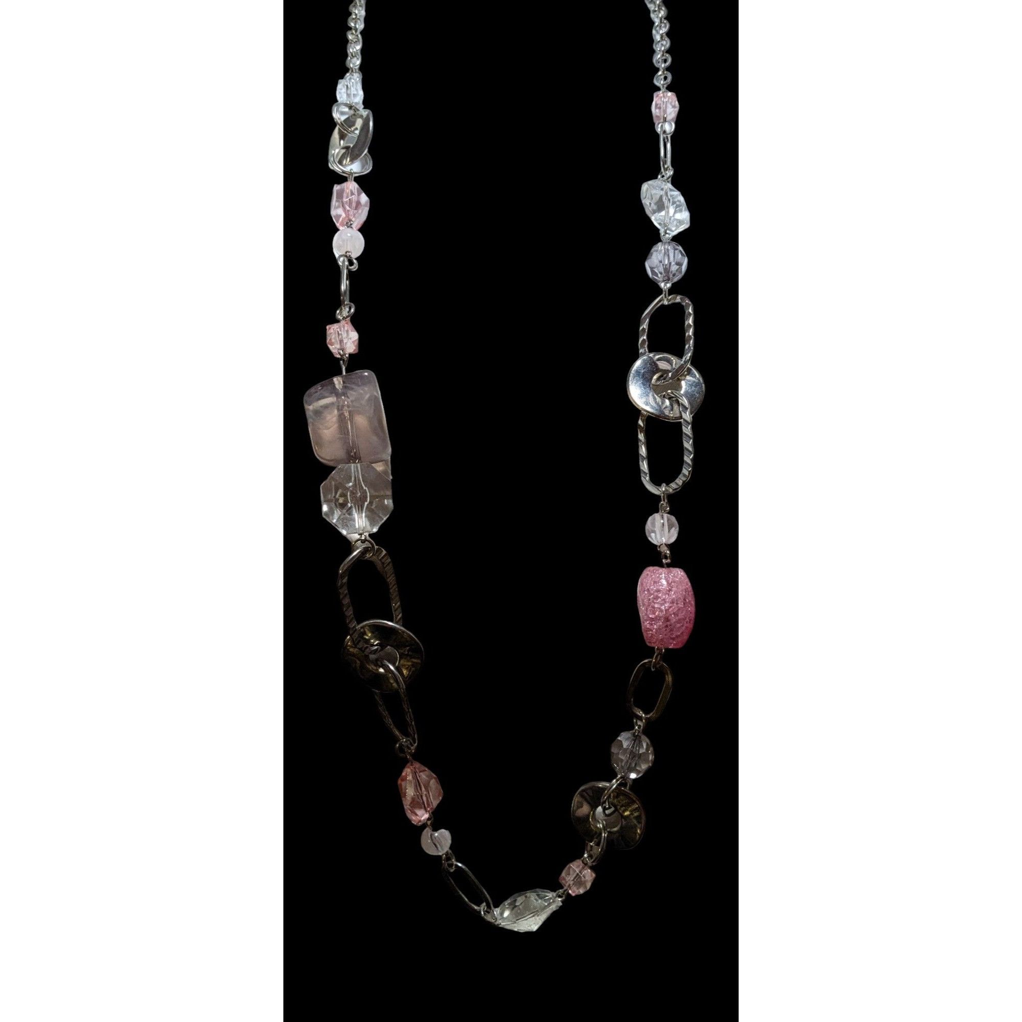 Other Pink And Silver Chunky Gemmed Statement Necklace Size ONE SIZE - 2 Thumbnail
