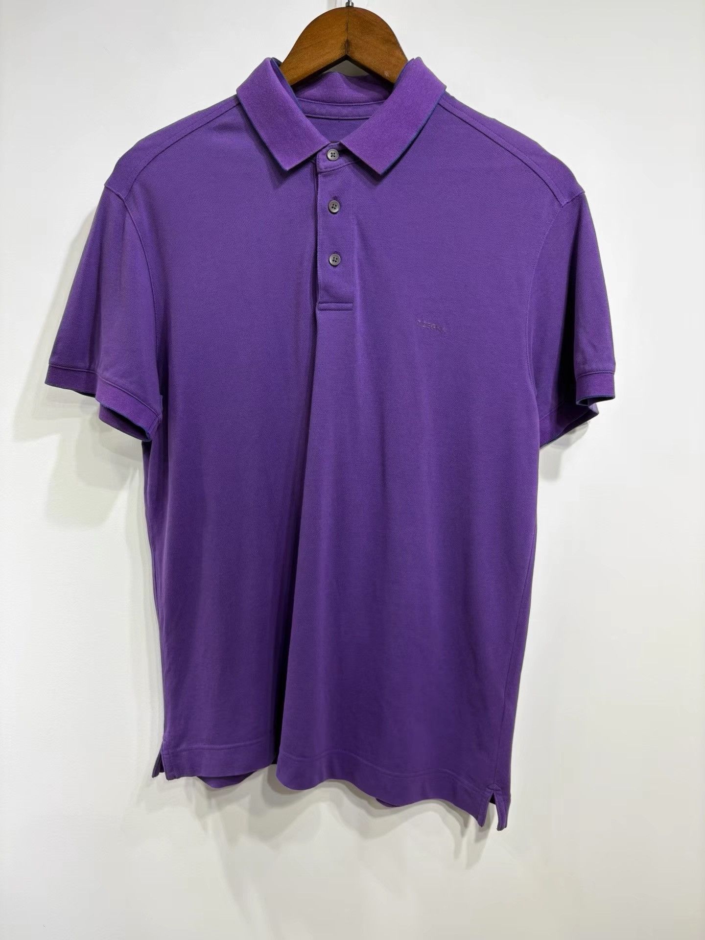 Z Zegna ZEGNA Men's Purple Short Sleeve Polo Shirt K29 Size US M / EU 48-50 / 2 - 1 Thumbnail