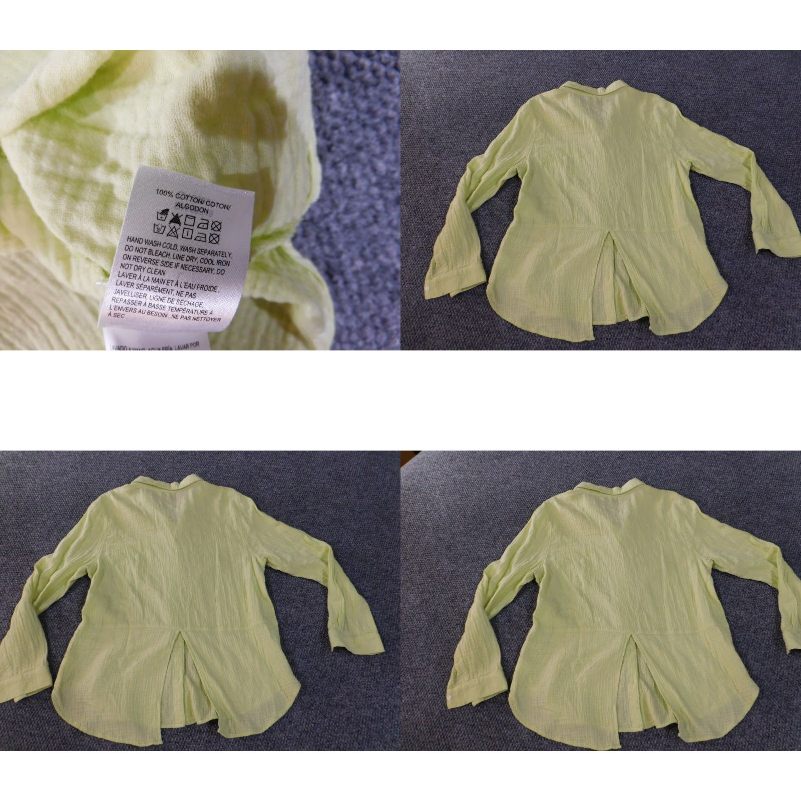Lucky Brand Lucky Brand Button-Up Shirt Womens L Green Cotton Slit Casual Long Sleeve Button-Up Top Size L / US 10 / IT 46 - 8 Thumbnail