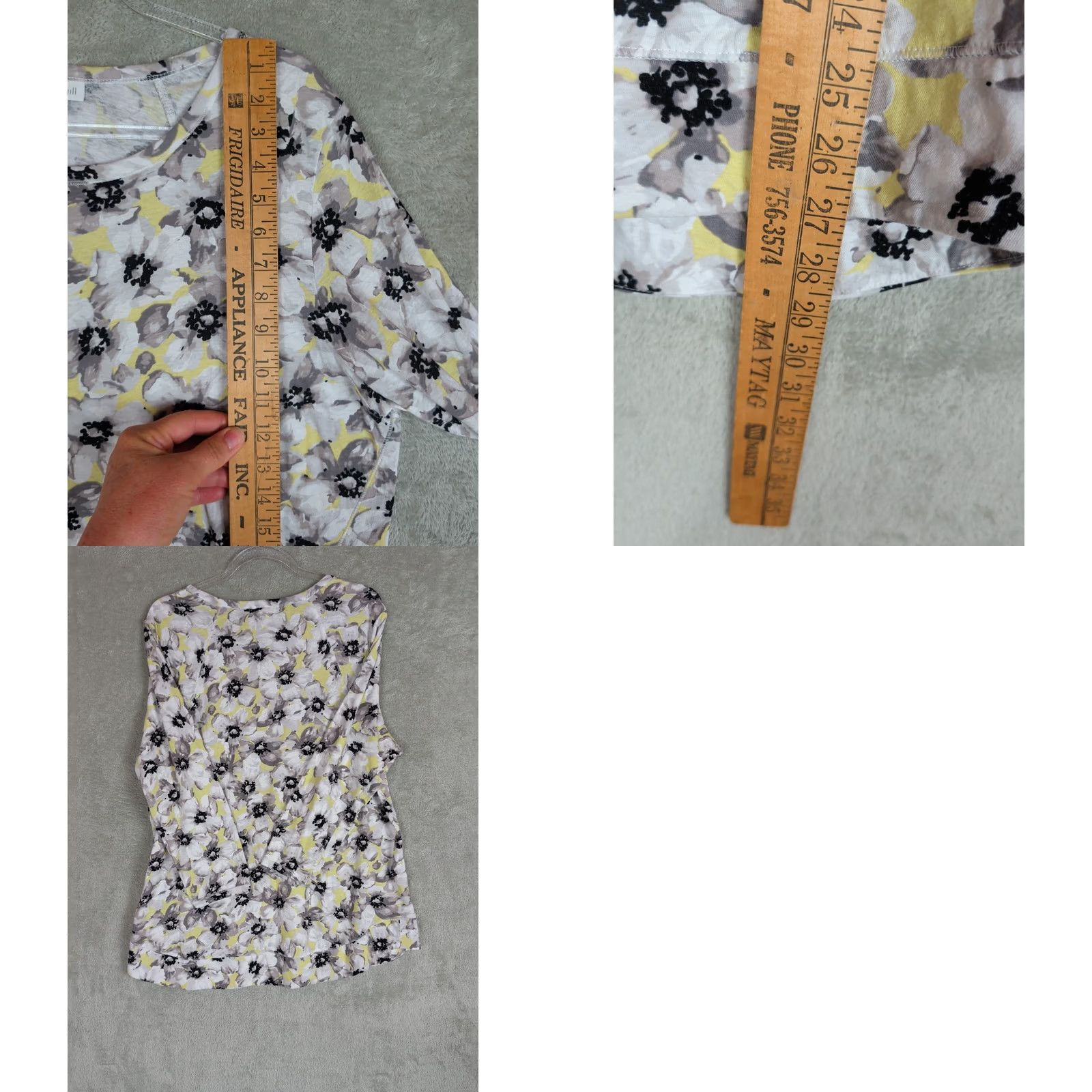 J. Jill J. Jill Love Linen Pullover Top Women's L Black White Floral 3/4 Sleeve Size L / US 10 / IT 46 - 8 Thumbnail