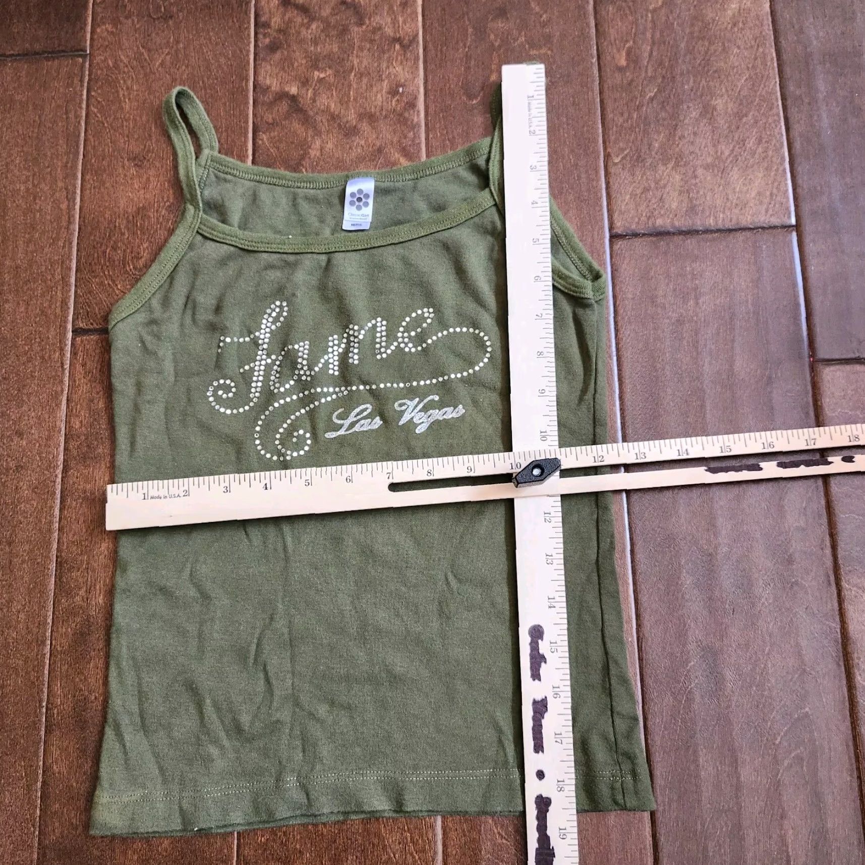 Vintage Fame Las Vegas Tank Top Green Solid Sleeveless Pullover M Junior Girls Womens Shirt" Size M / US 6-8 / IT 42-44 - 4 Thumbnail