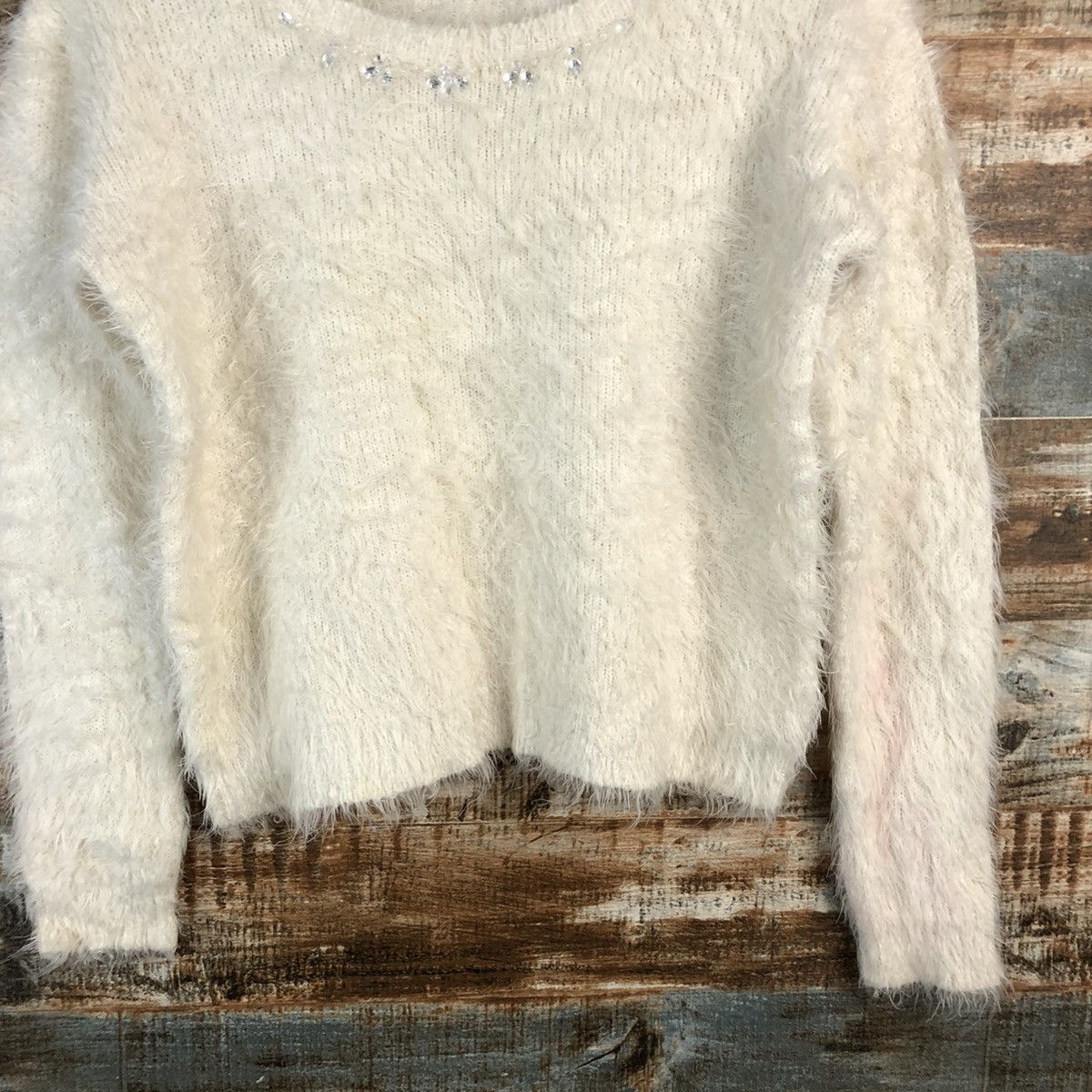 Homespun Knitwear × Japanese Brand DLL Colza White mohair shaggy fur Knitwear #C228 Size S / US 4 / IT 40 - 6 Thumbnail